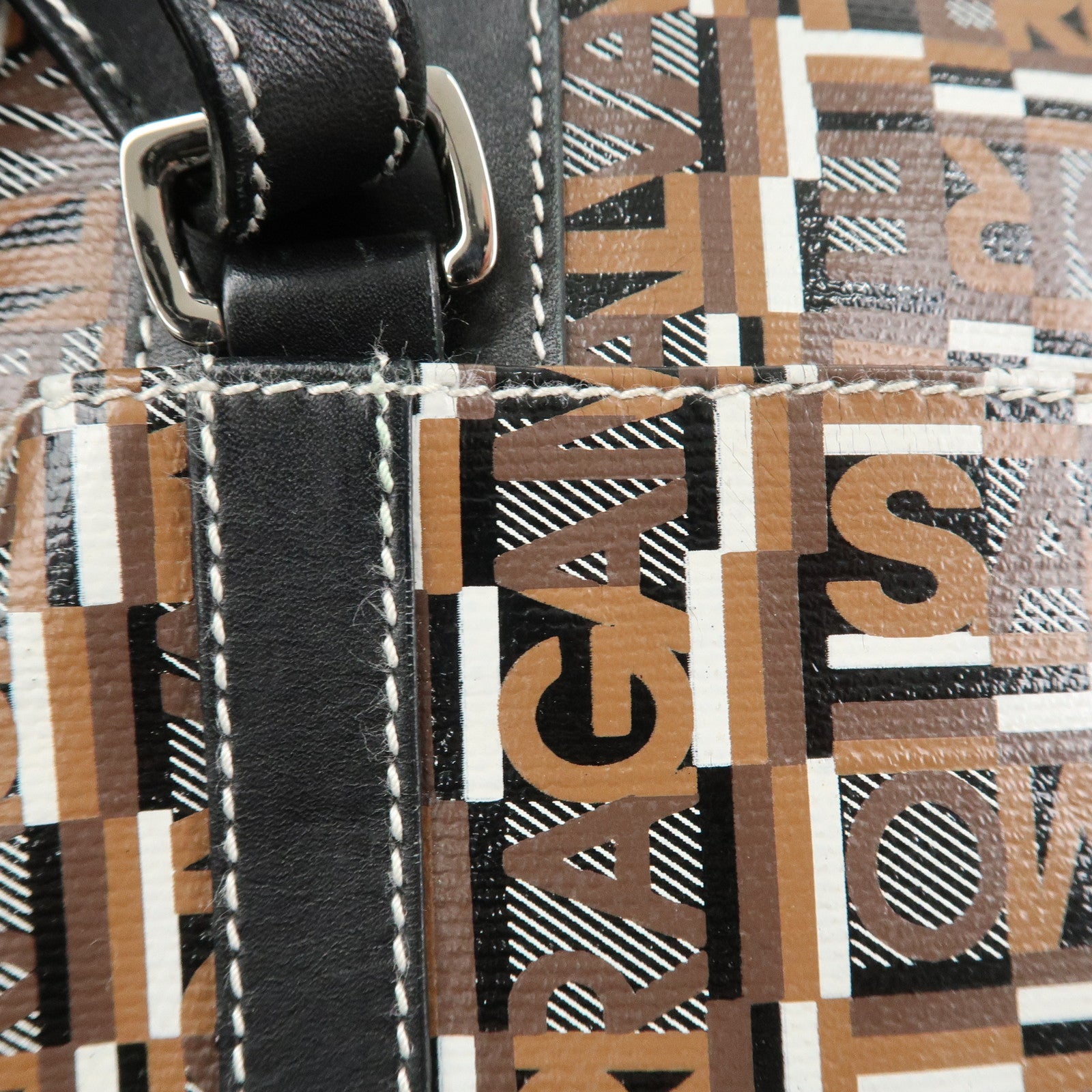 Ferragamo Leather PVC Shoulder Bag Black Brown White