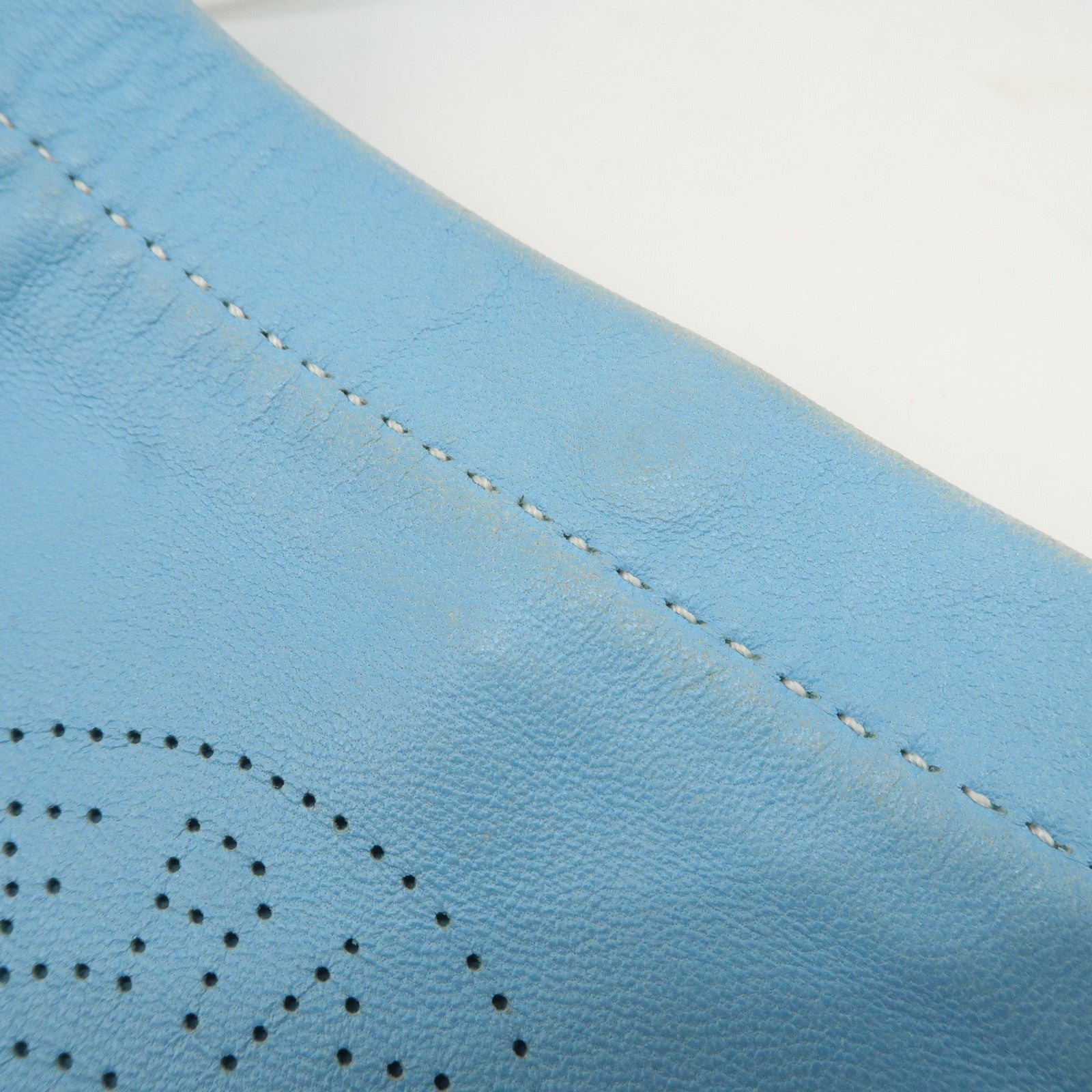 HERMES Lamb Skin Clou de Selle Shoulder Bag Crossbody Bag Blue