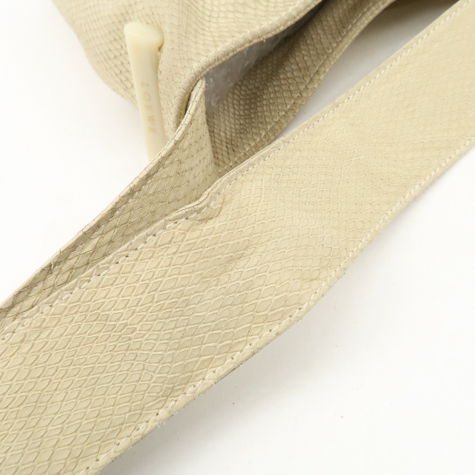 LOEWE Leather Shoulder Bag Hand Bag Ivory Gold Hardware