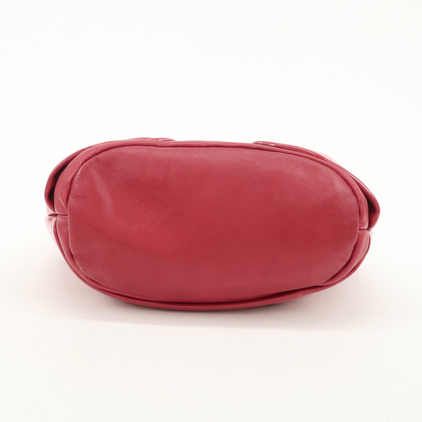 Ferragamo Gancini Varra Ribbon Patent Leather Hand Bag Red