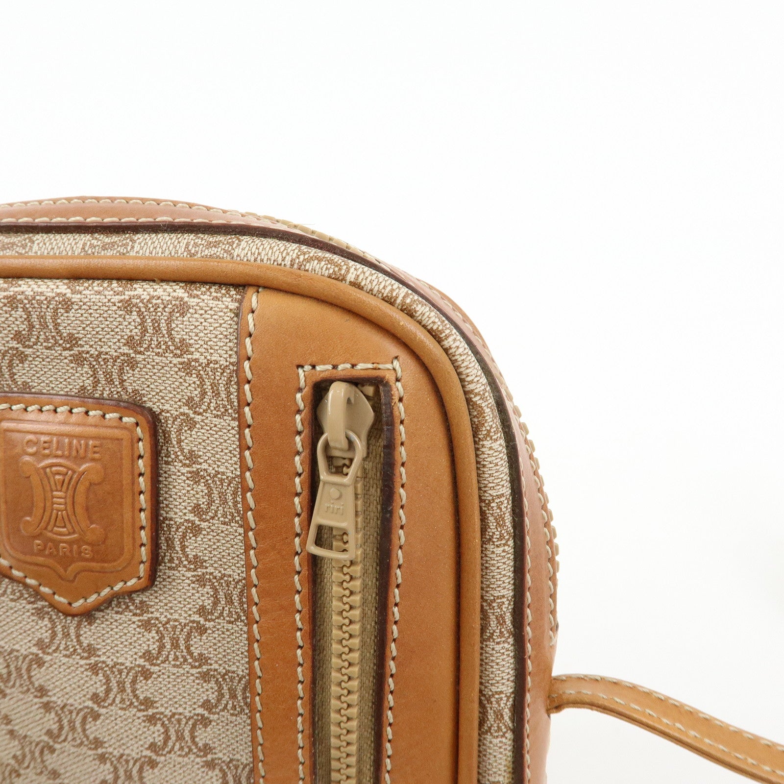 CELINE Macadam PVC Leather Mini Shoulder Crossbody Bag Beige