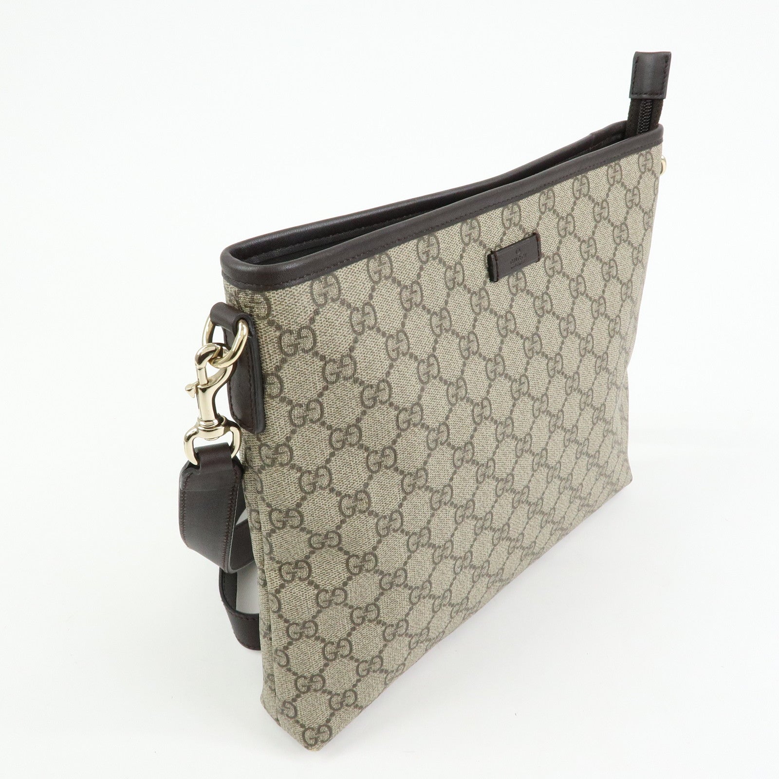 GUCCI GG Supreme Leather Shoulder Bag Beige Brown 388924