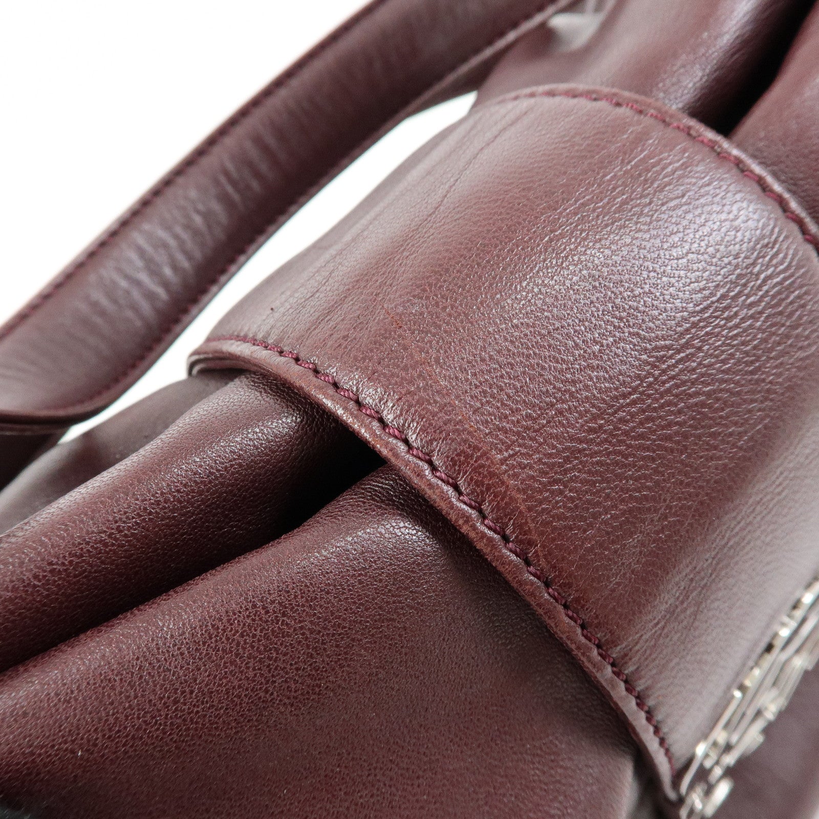 LOEWE Anagram Nappa Leather Hand Bag Shoulder Bag Bordeaux Brown