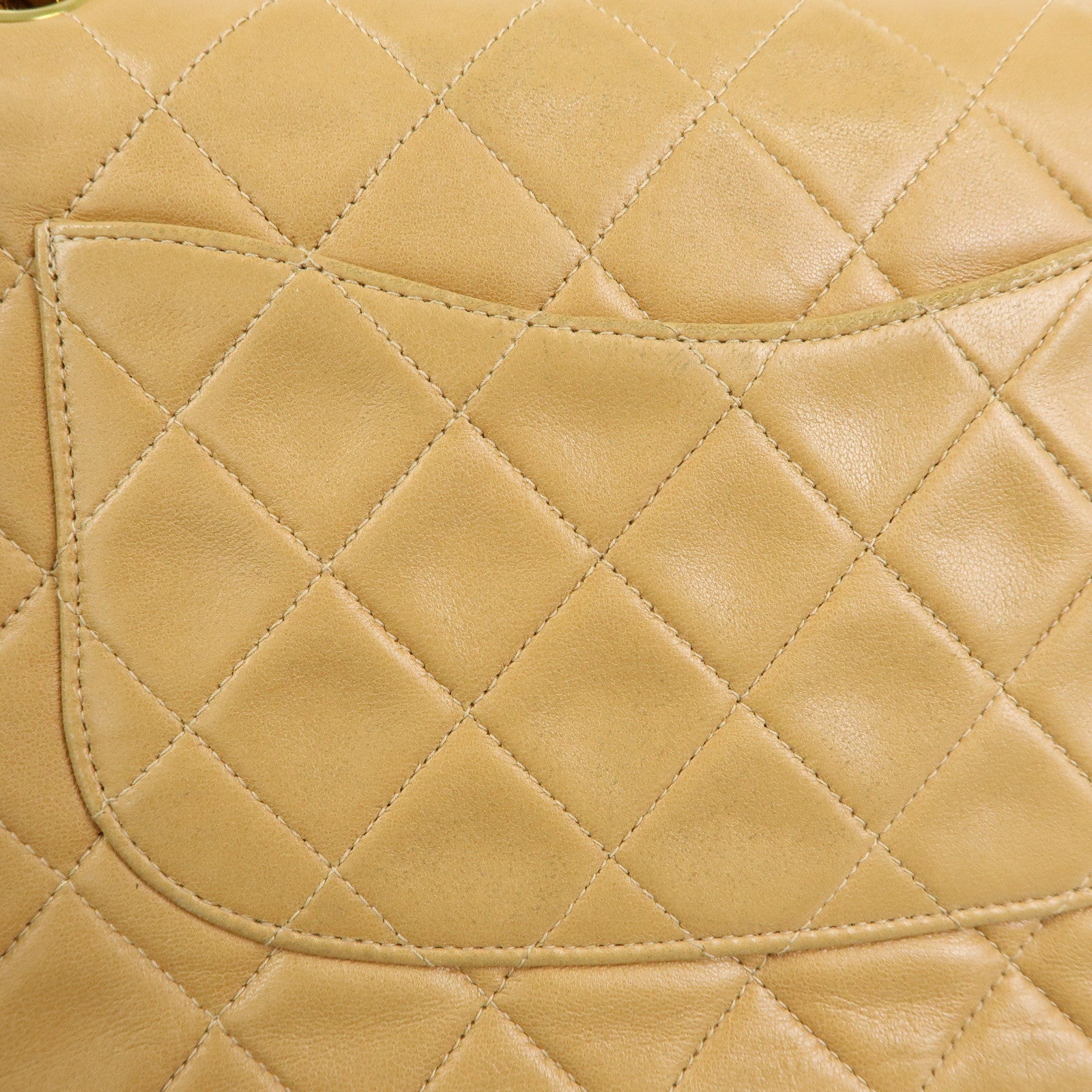 CHANEL Matelasse 25 Double Flap Chain Shoulder Bag Beige A01112