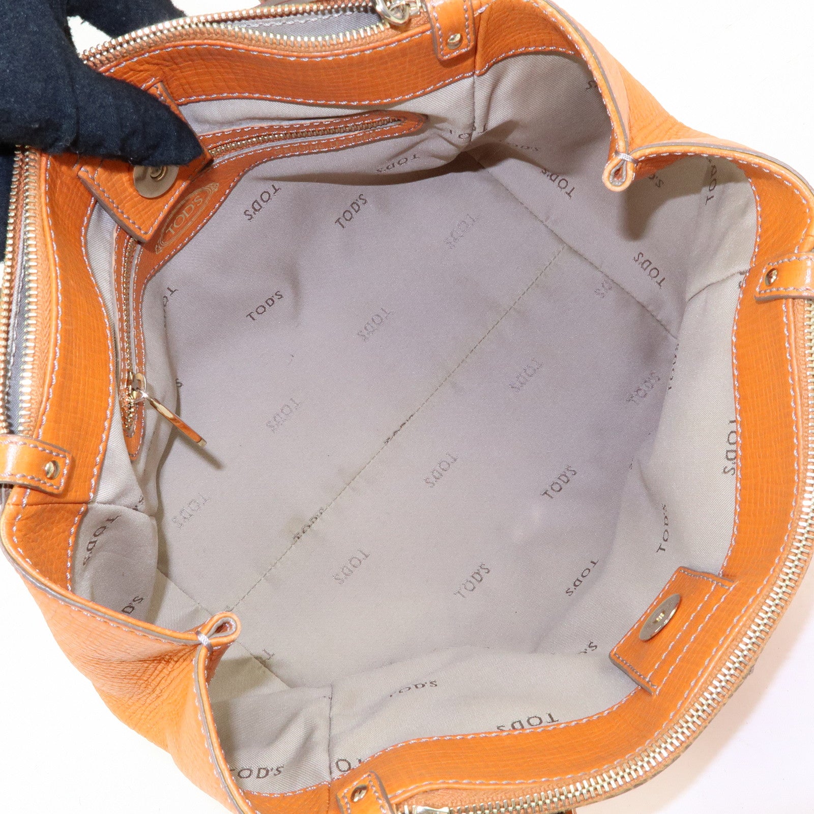 TOD'S D Styling Leather 2Way Bag Hand Bag Shoulder Bag Orange