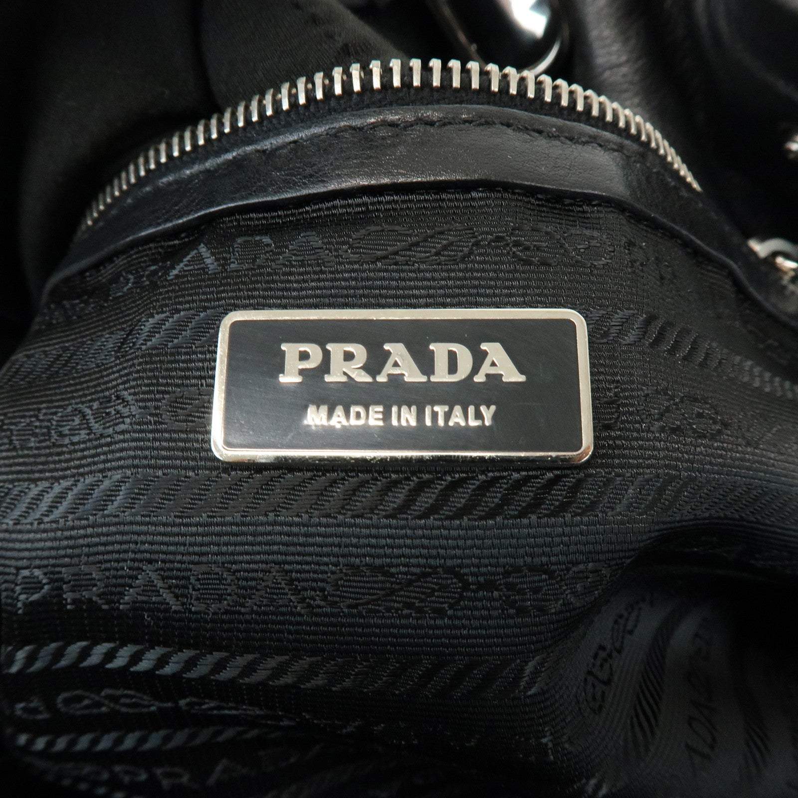 PRADA Triangle Logo Nylon Nappa Leather Shoulder Bag Black BR2613