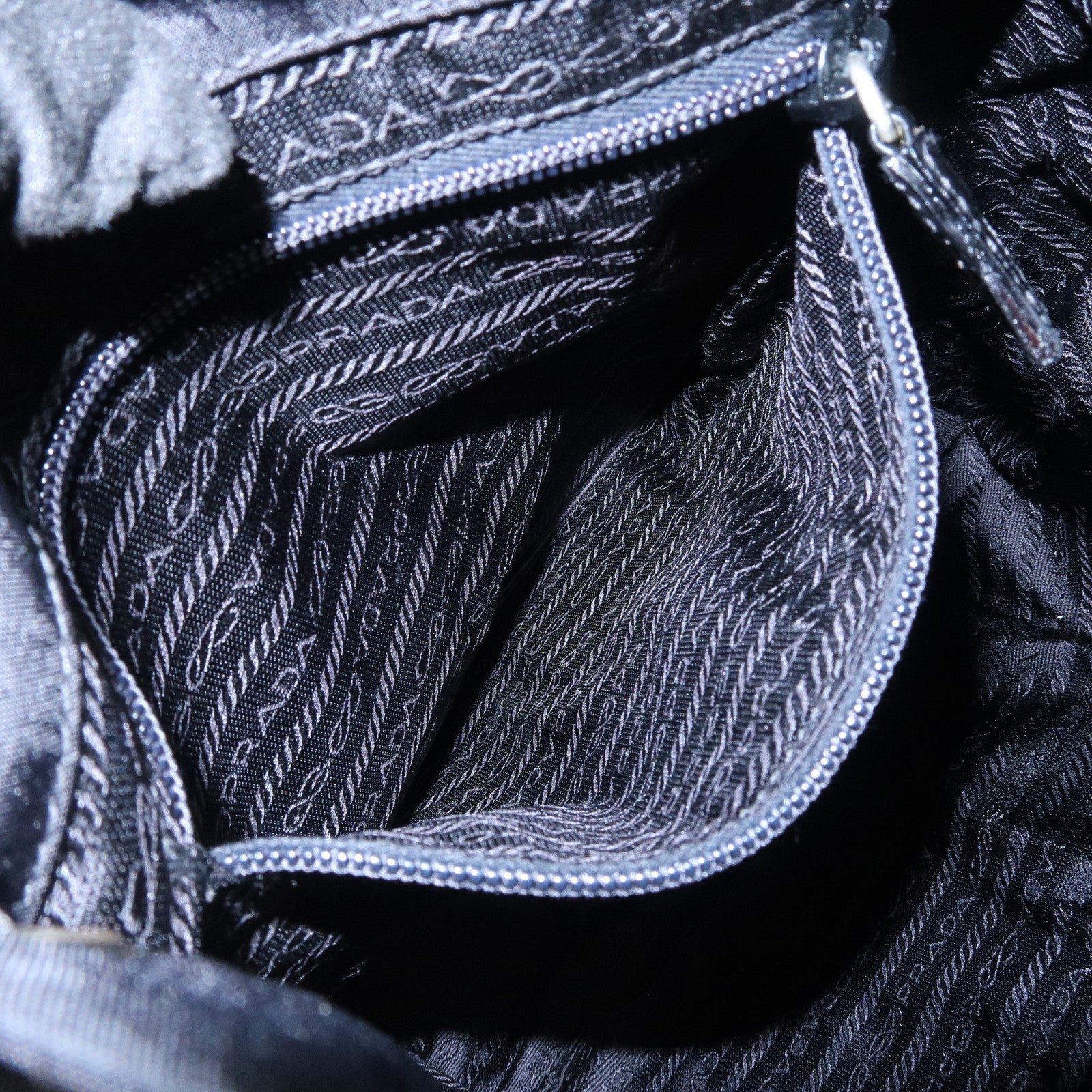 PRADA Triangle Logo Leather Nylon Backpack Black B6677 Used