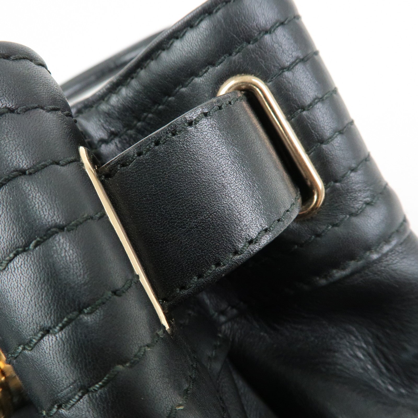 Ferragamo Gancini Leather Tote Bag Hand Bag Black