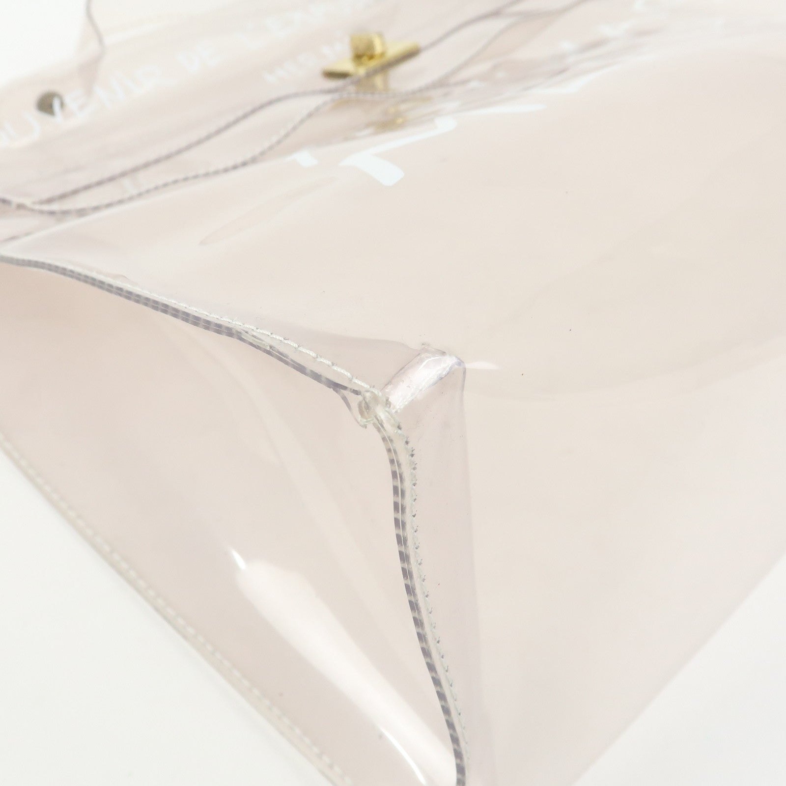 HERMES Kelly Vinyl Hand Bag Clear Transparent