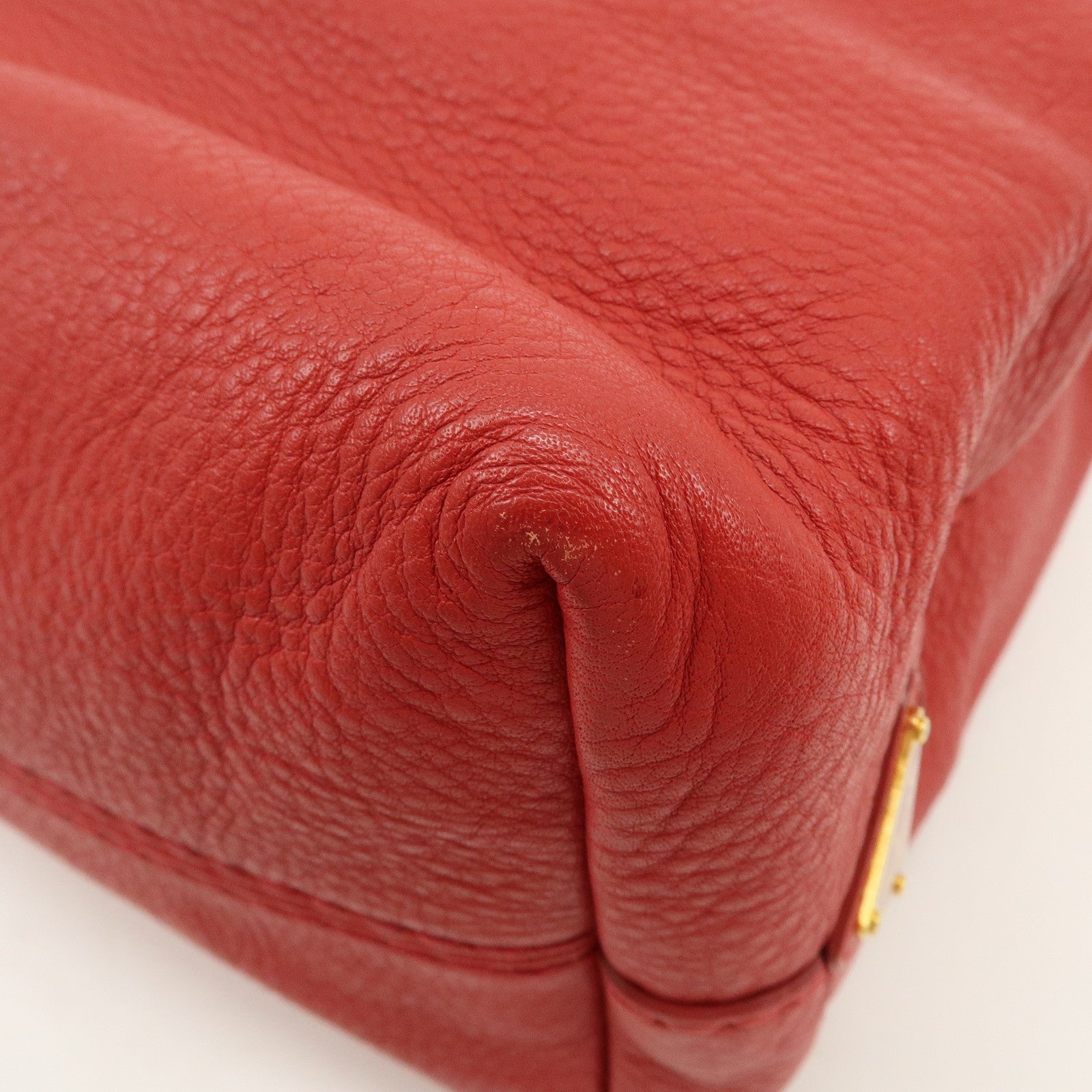 PRADA Vitello Daino Leather 2Way Tote Bag Shoulder Bag Red BR4617