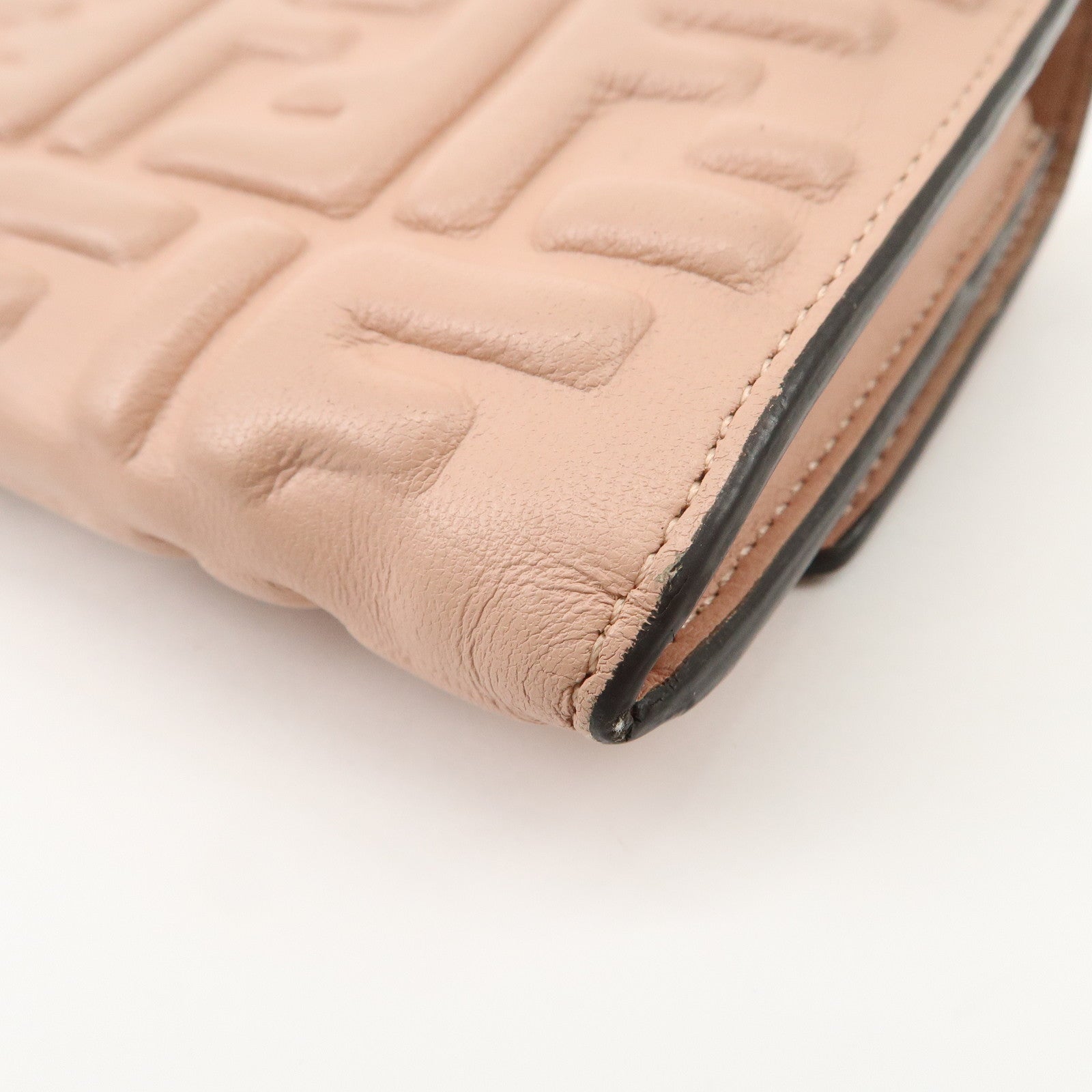 FENDI Zucca Baguette Continental Long Wallet Pink 8M0251 Used