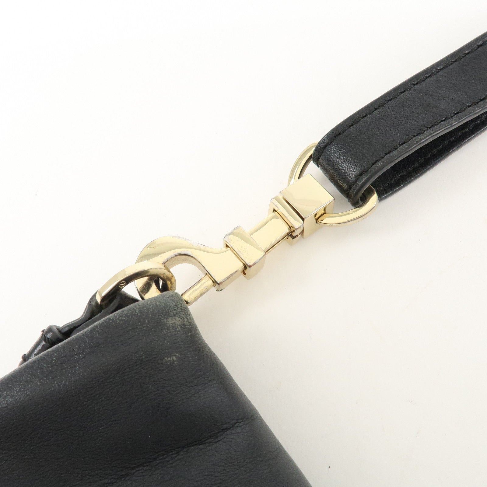 Tory Burch Leather 2Way Bag Shoulder Bag Black Gold HDW Used