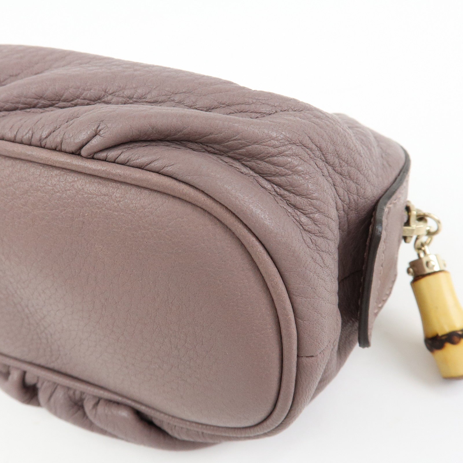 GUCCI Bamboo Leather Cosmetic Case Pouch Light Purple 246175
