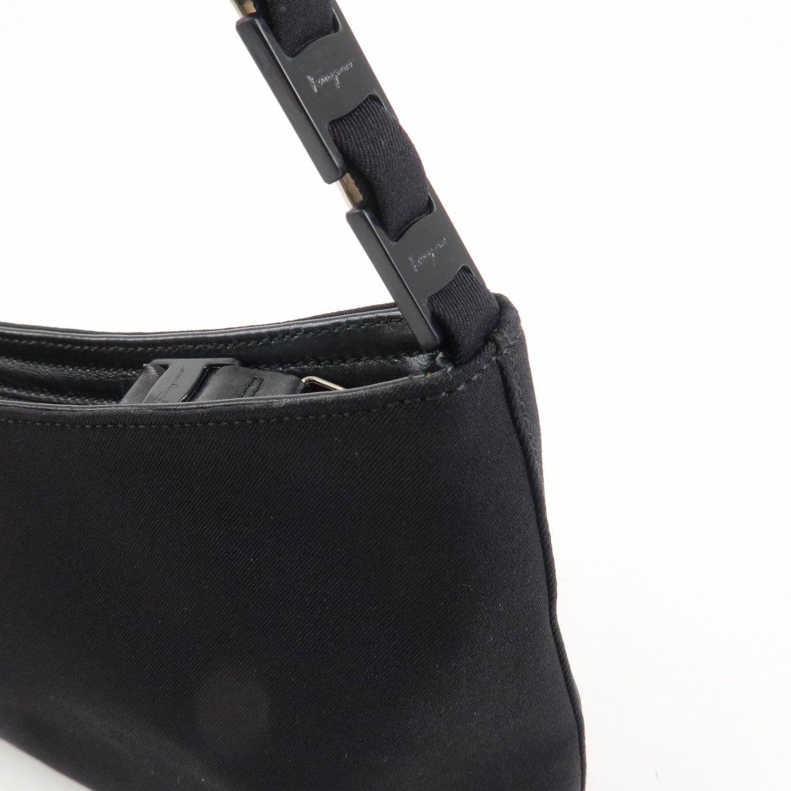 Ferragamo Nylon Shoulder Bag Hand Bag Black D21 9659