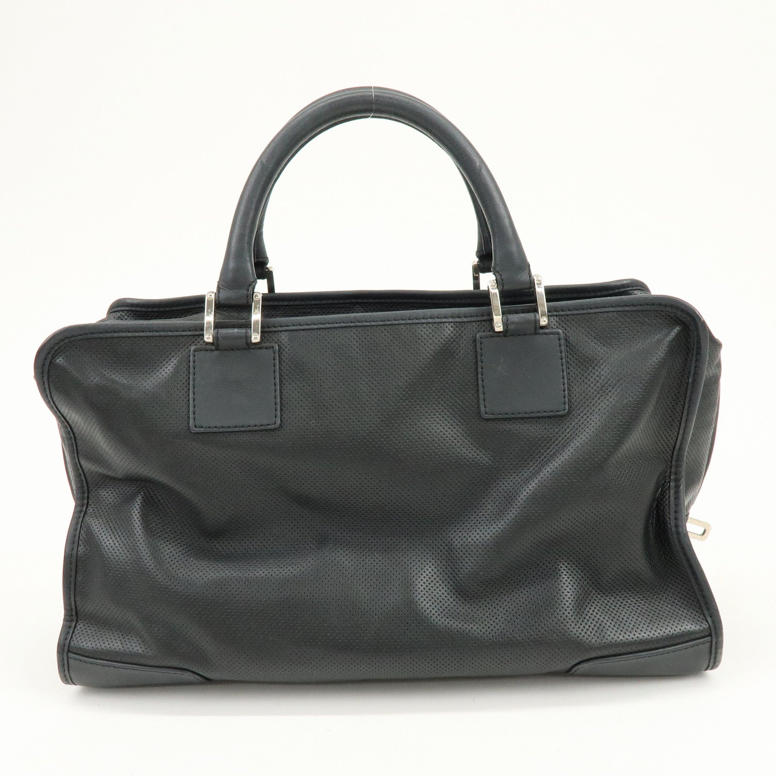 LOEWE Anagram Leather Amazona 36 Hand Bag Boston Bag Black