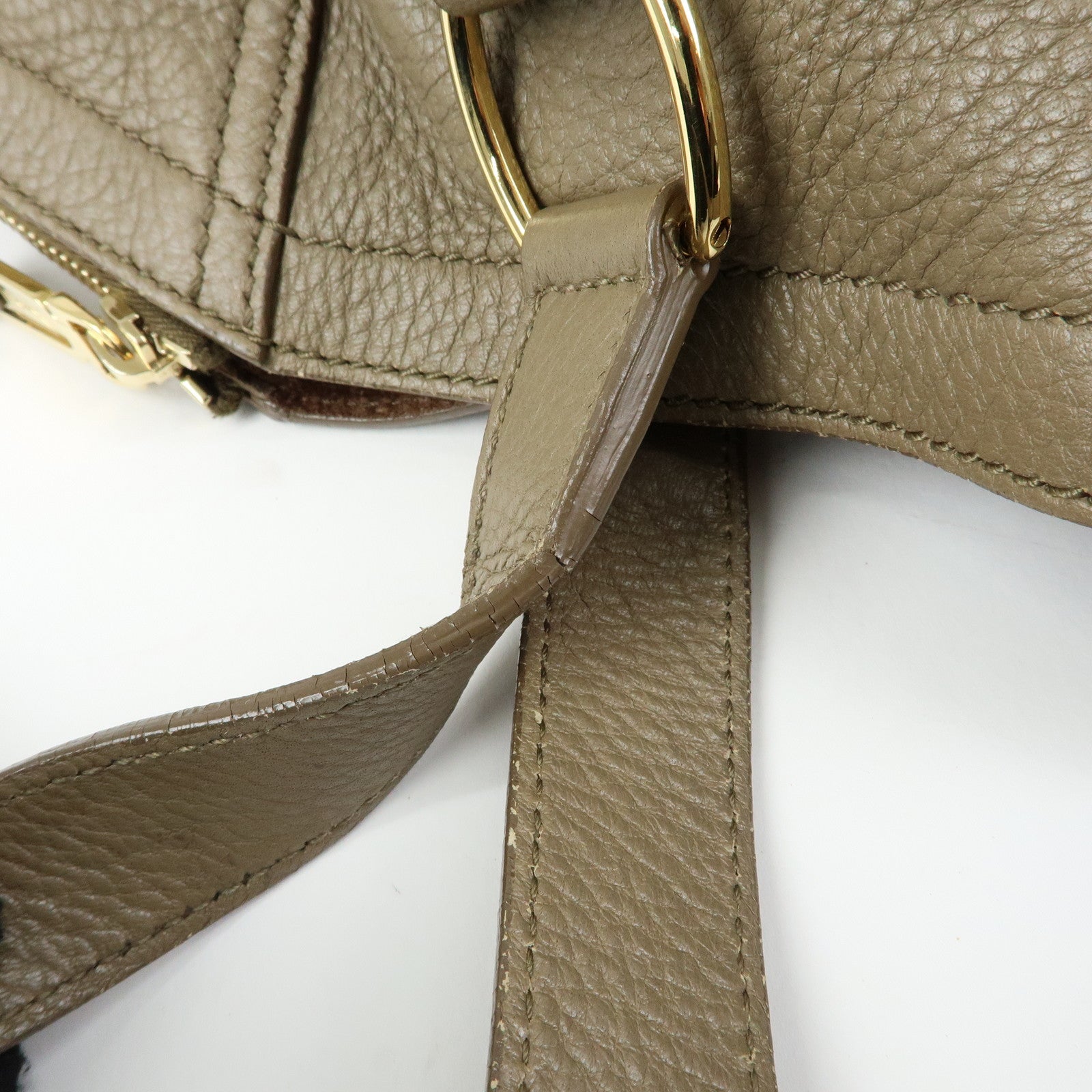 SAINT LAURENT PARIS Y Line Leather Tote Shoulder Bag Brown 257427