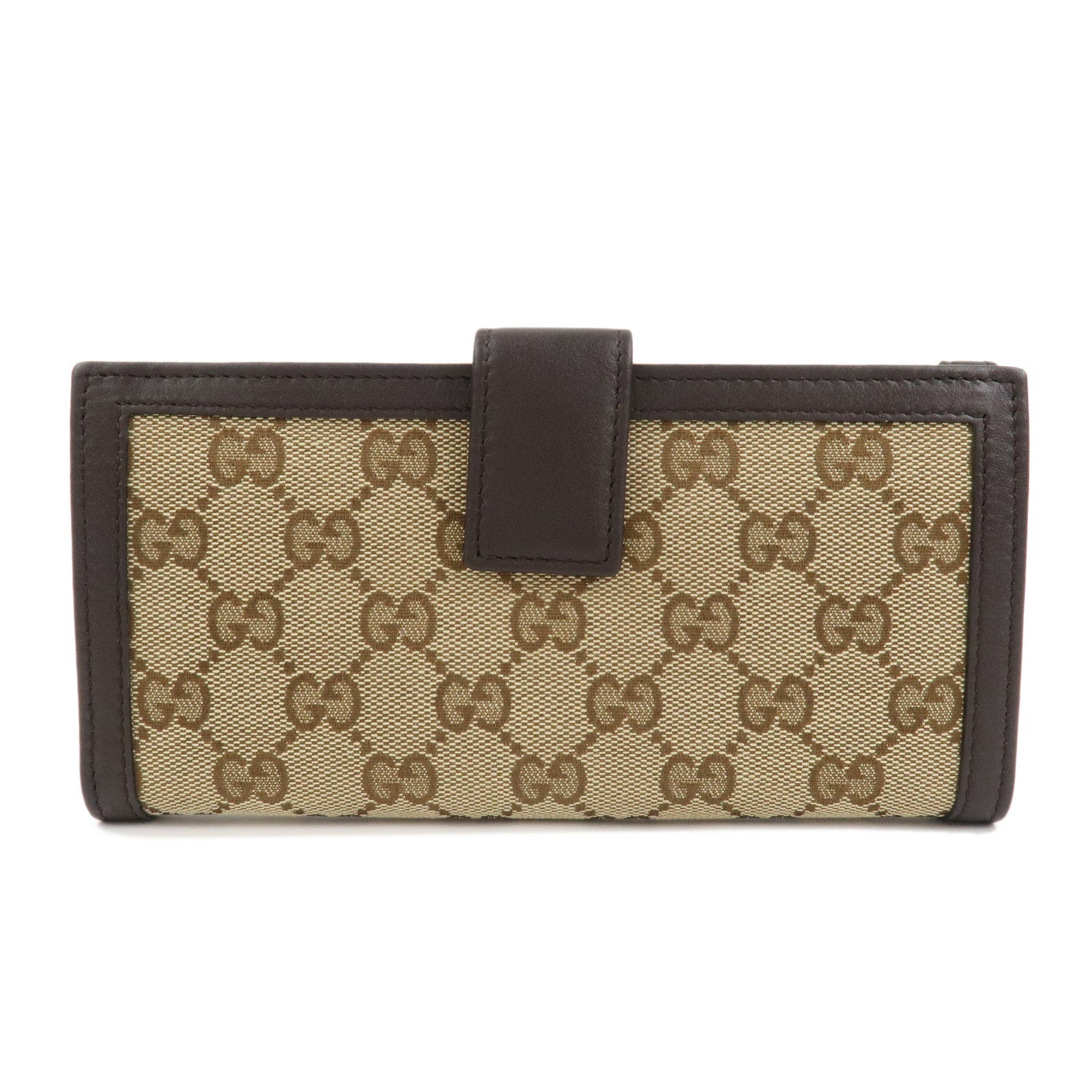 GUCCI Interlocking G GG Canvas Double Flap Long Wallet Brown 282426