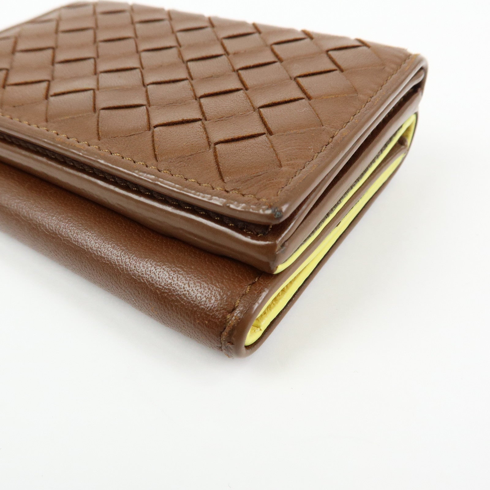 Bottega Veneta Lamb Skin Bi-fold Comact Wallet Brown 550306
