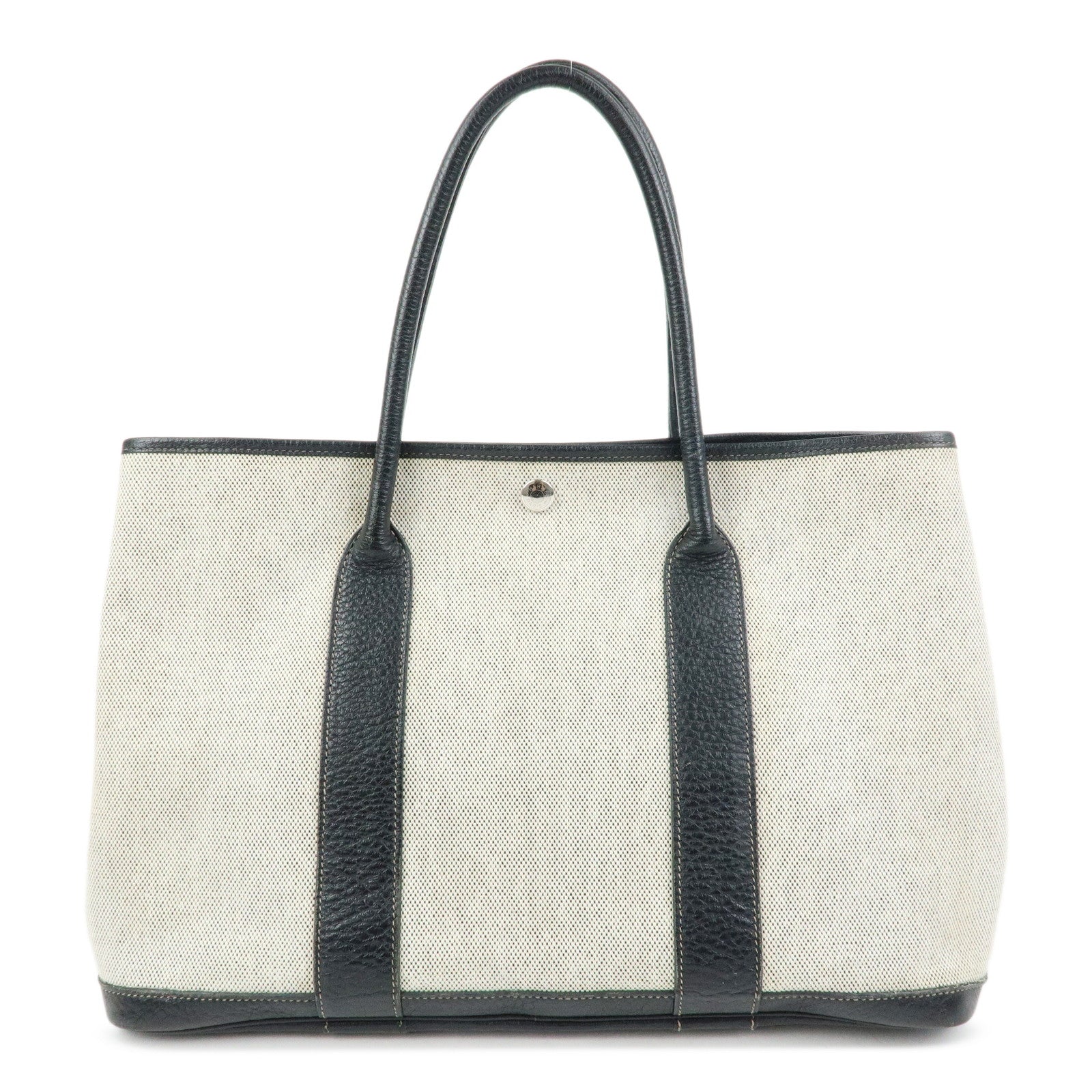 HERMES Toile Ash Negonda Garden Party PM □J Stamped Tote Bag Beige
