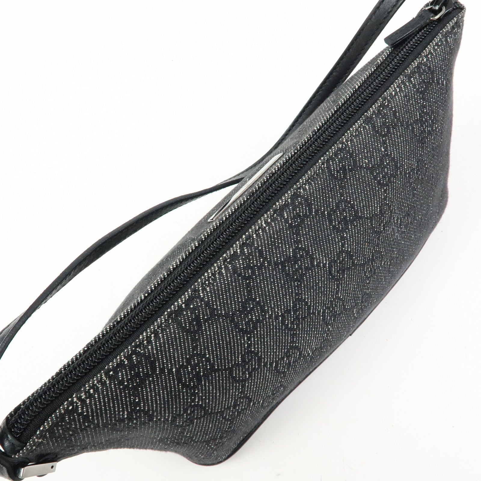GUCCI Boat Bag GG Denim Leather Hand Bag Navy Black 07198
