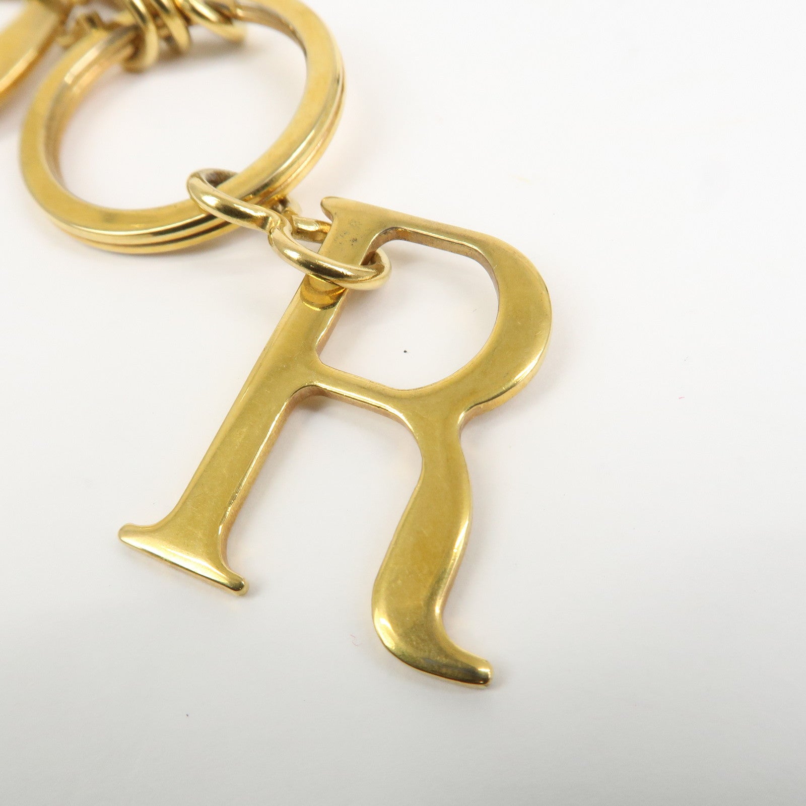 Christian Dior Logo Metal Bag Charm Key Chain Gold