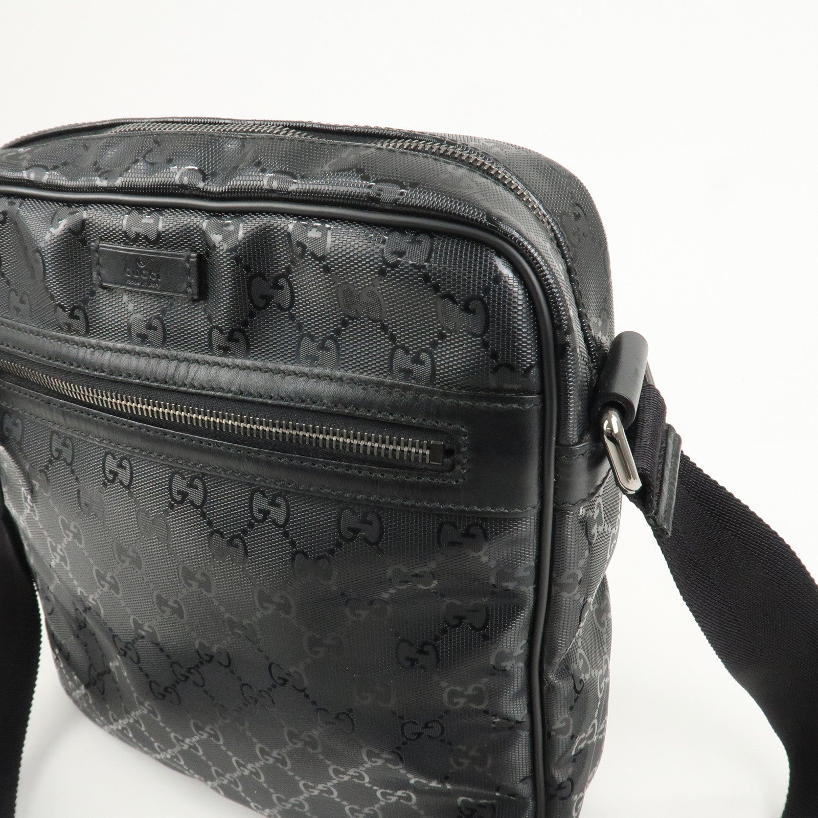 GUCCI GG Imprime Monogram PVC Shoulder Bag Cross Body Bag Black 201448