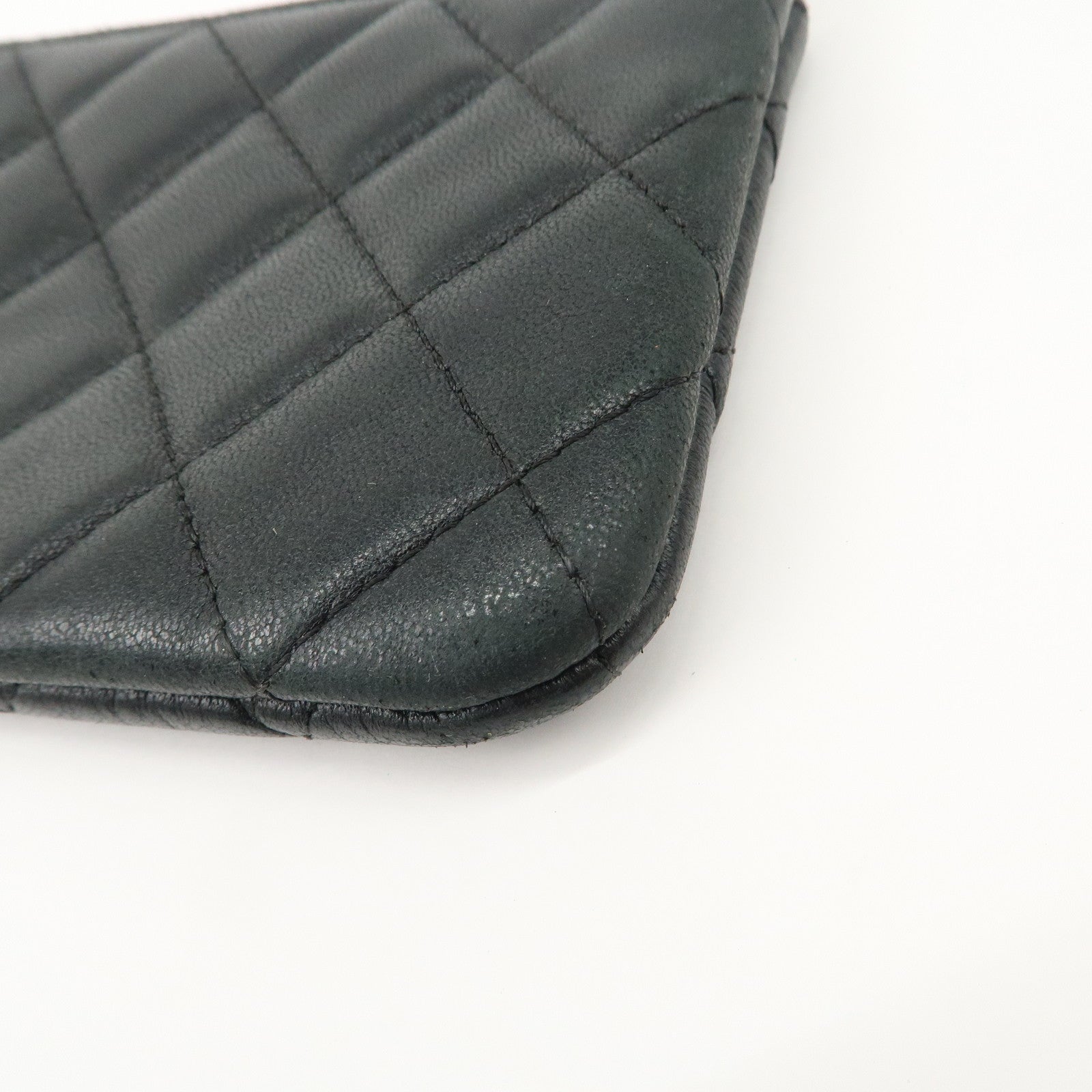 CHANEL Matelasse Caviarskin COCO Mark Coin Case Mini Pouch Black Silver Used