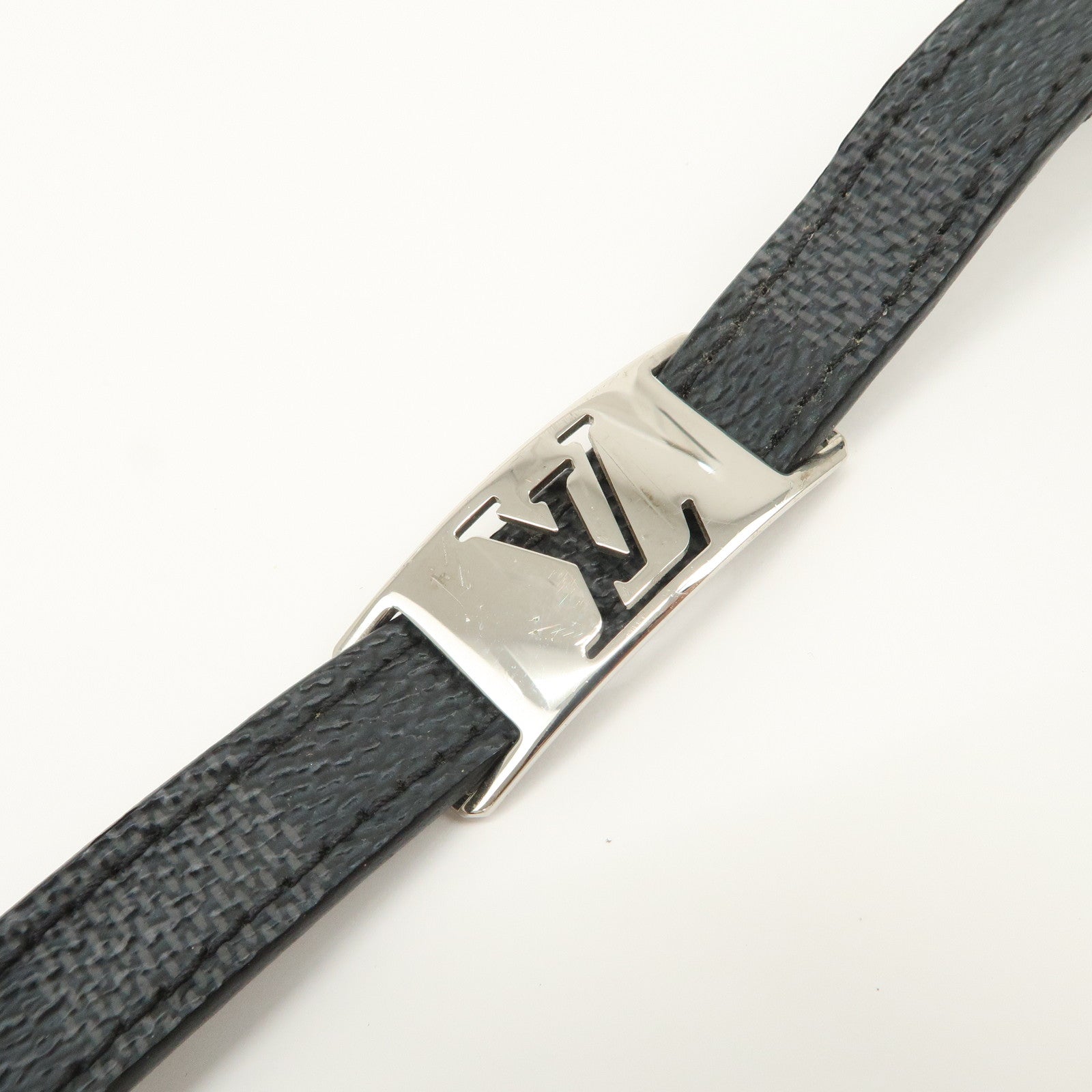 Louis Vuitton Damier Graphite Bracelet Sign It Black Silver M6616E