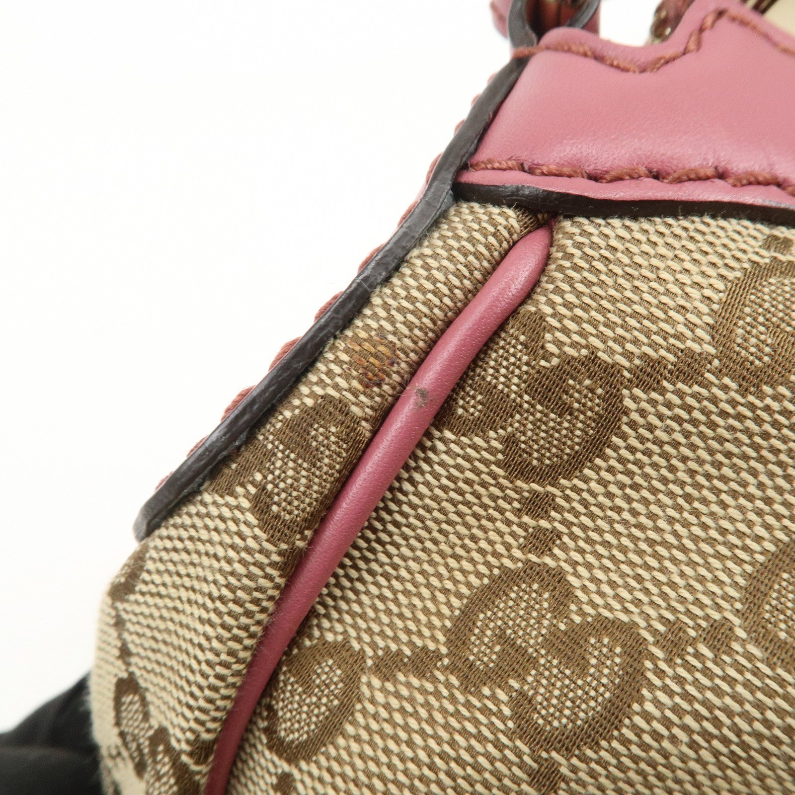 GUCCI Sukey Interlocking G GG Canvas Leather Shoulder Bag Beige