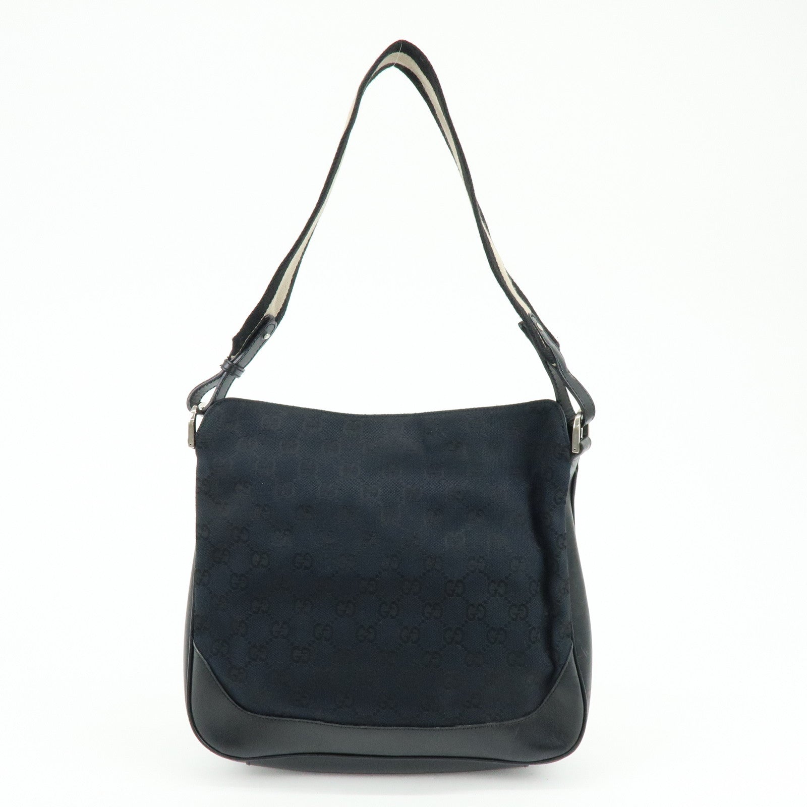 GUCCI GG Canvas Leather Shoulder Bag Black 001・4095・001553
