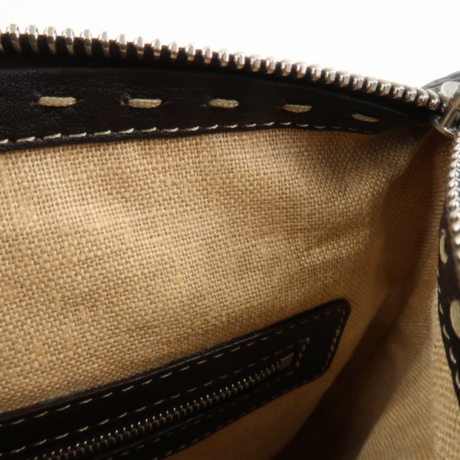 FENDI Selleria Leather Shoulder Bag Crossbody Bag Brown 8BT092