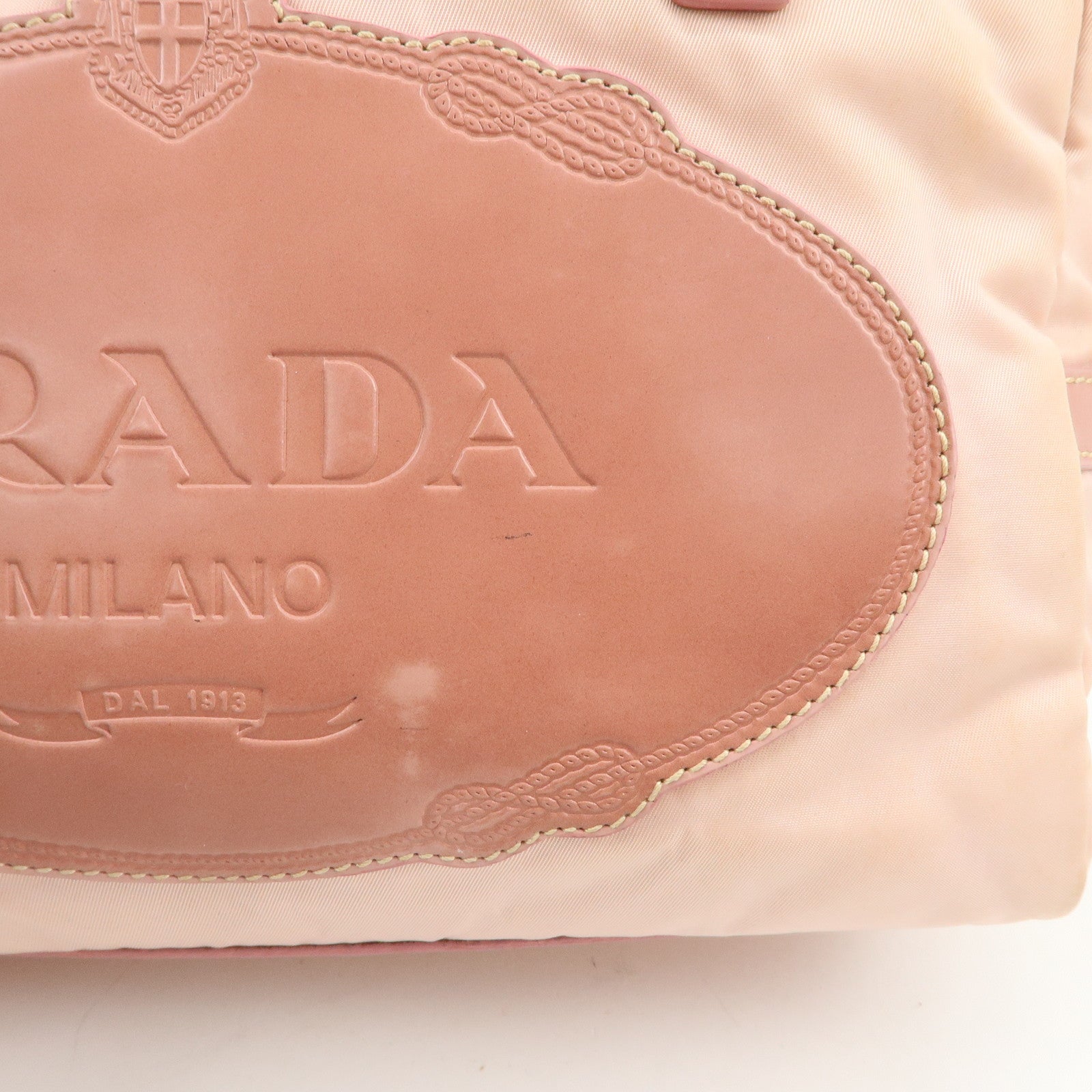 PRADA Nylon Leather Shoulder Bag Hand Bag Boston Bag Pink BR3150