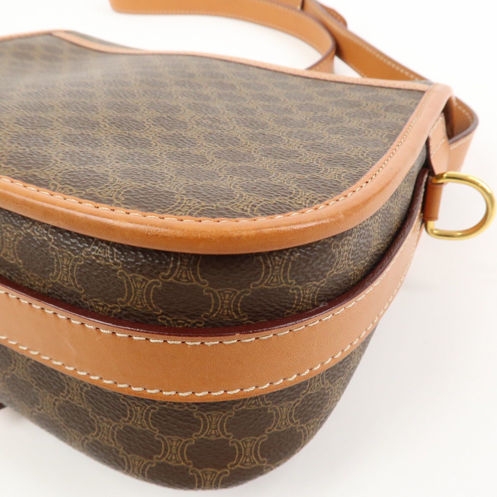 CELINE Macadam PVC Leather Shoulder Bag Crossbody Bag Brown