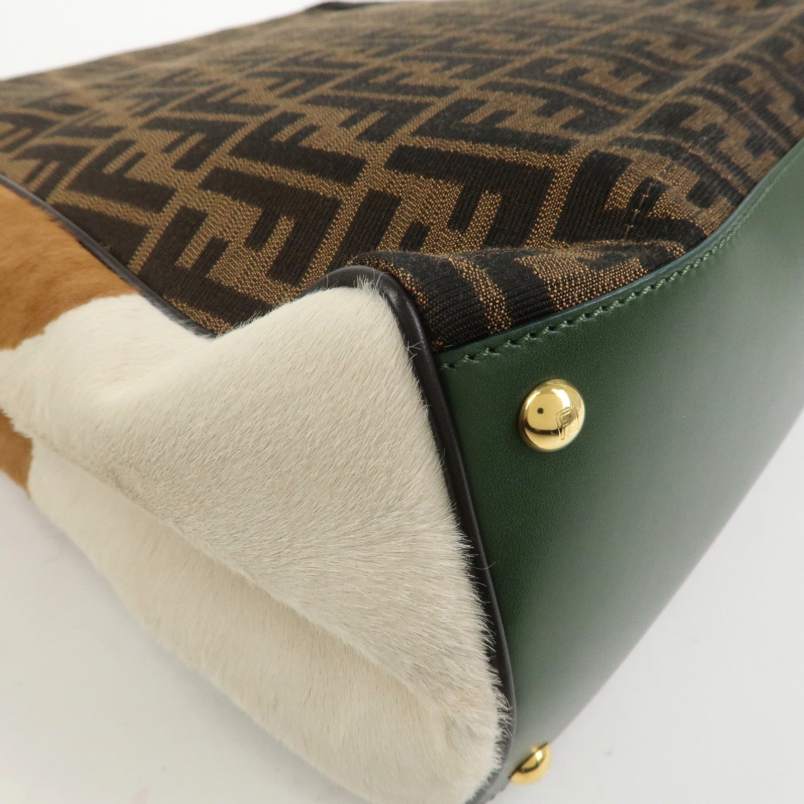 FENDI Zucca Canvas Unborn Calf Toujours Cow Print Tote Bag 8BH251