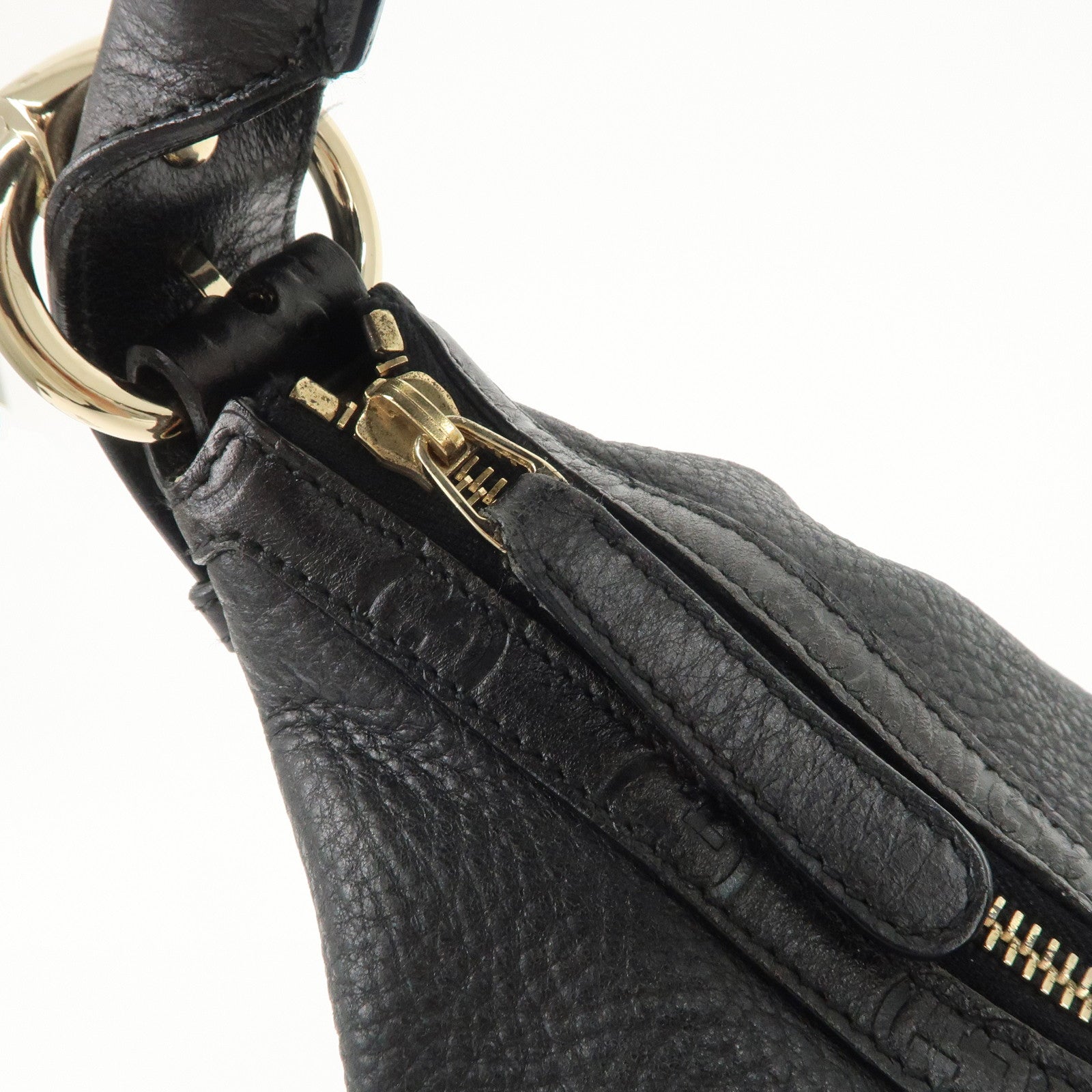 GUCCI Guccissima Leather Shoulder Bag Hand Bag Black 181515 Used