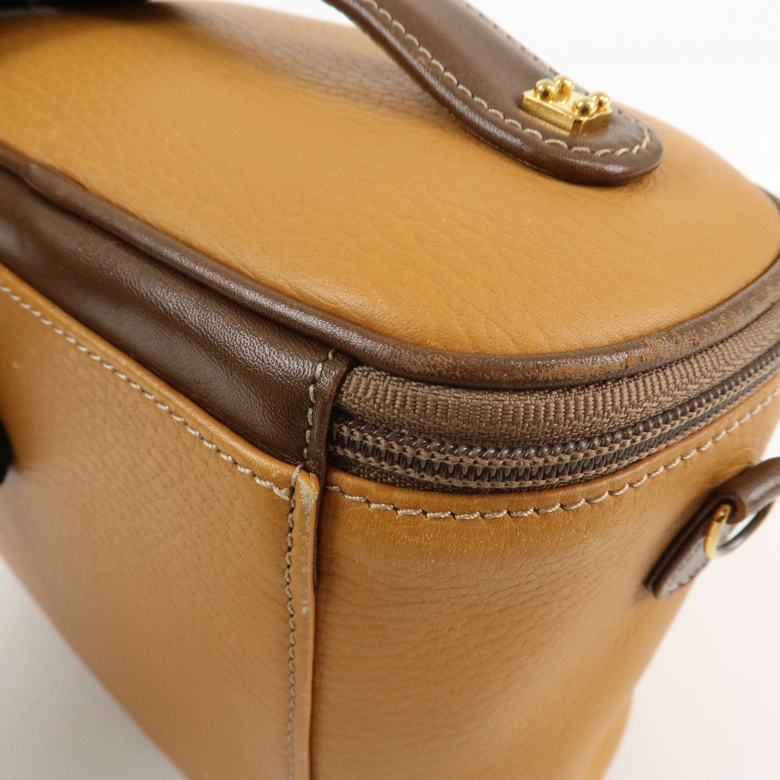 LOEWE Leather 2WAY Bag Hand Bag Shoulder Bag Brown Gold Hardware