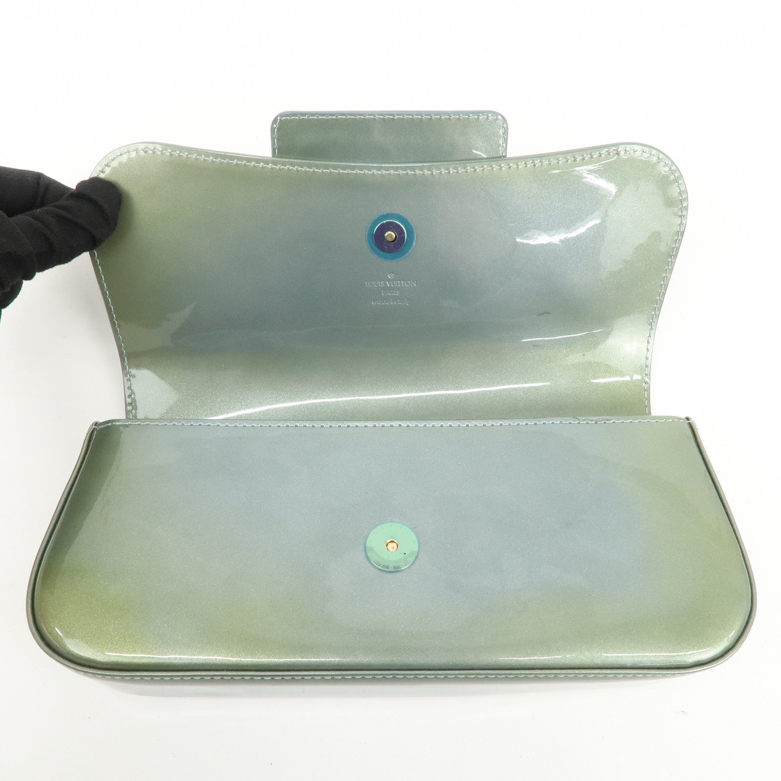 Louis Vuitton Vernis Leather Pochette Sobe Clutch Bag Blue