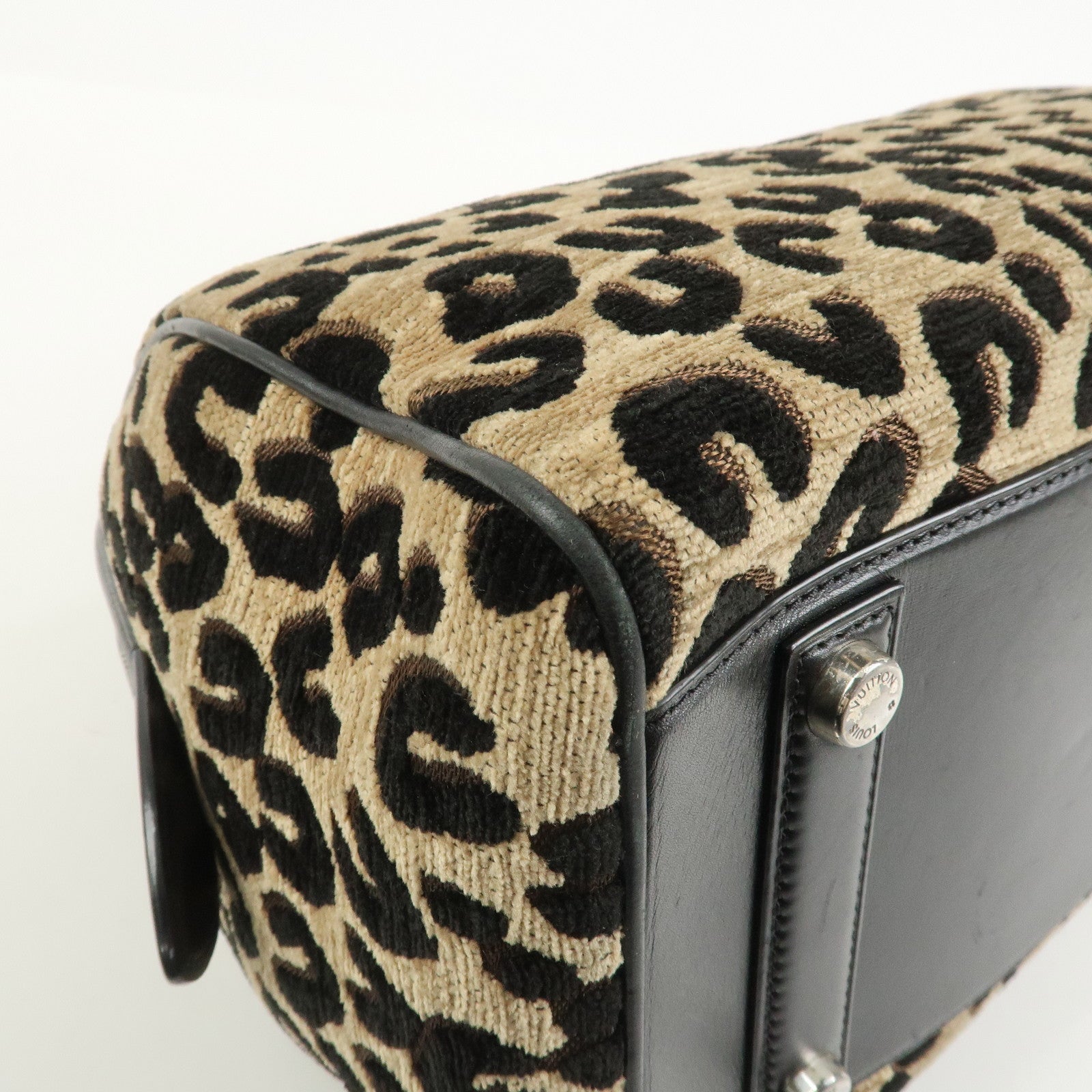 Louis Vuitton Speedy PM Leopard Corduroy Leather Hand Bag M97396