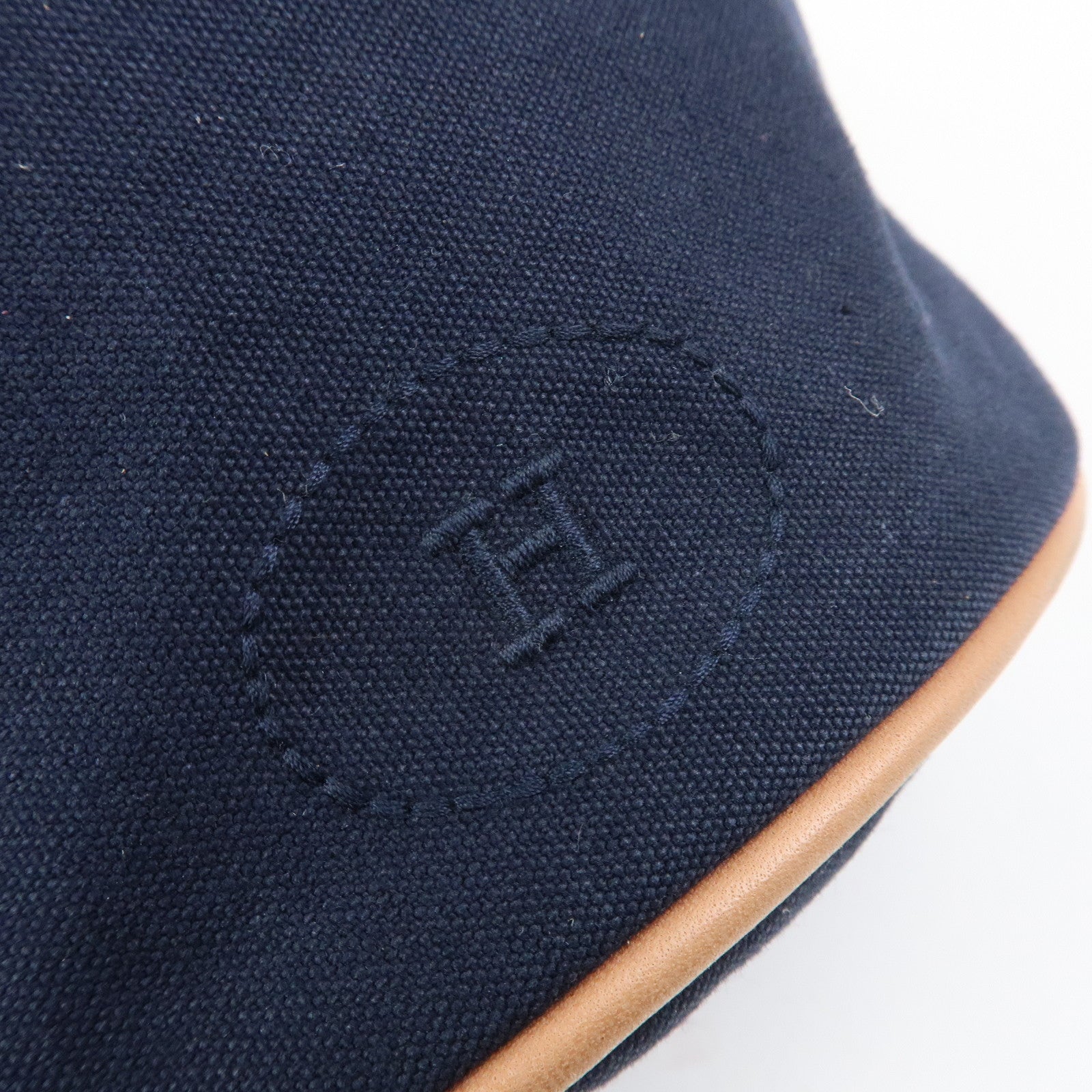 HERMES Canvas Leather Porochon Mimil PM Drawstring Backpack Navy