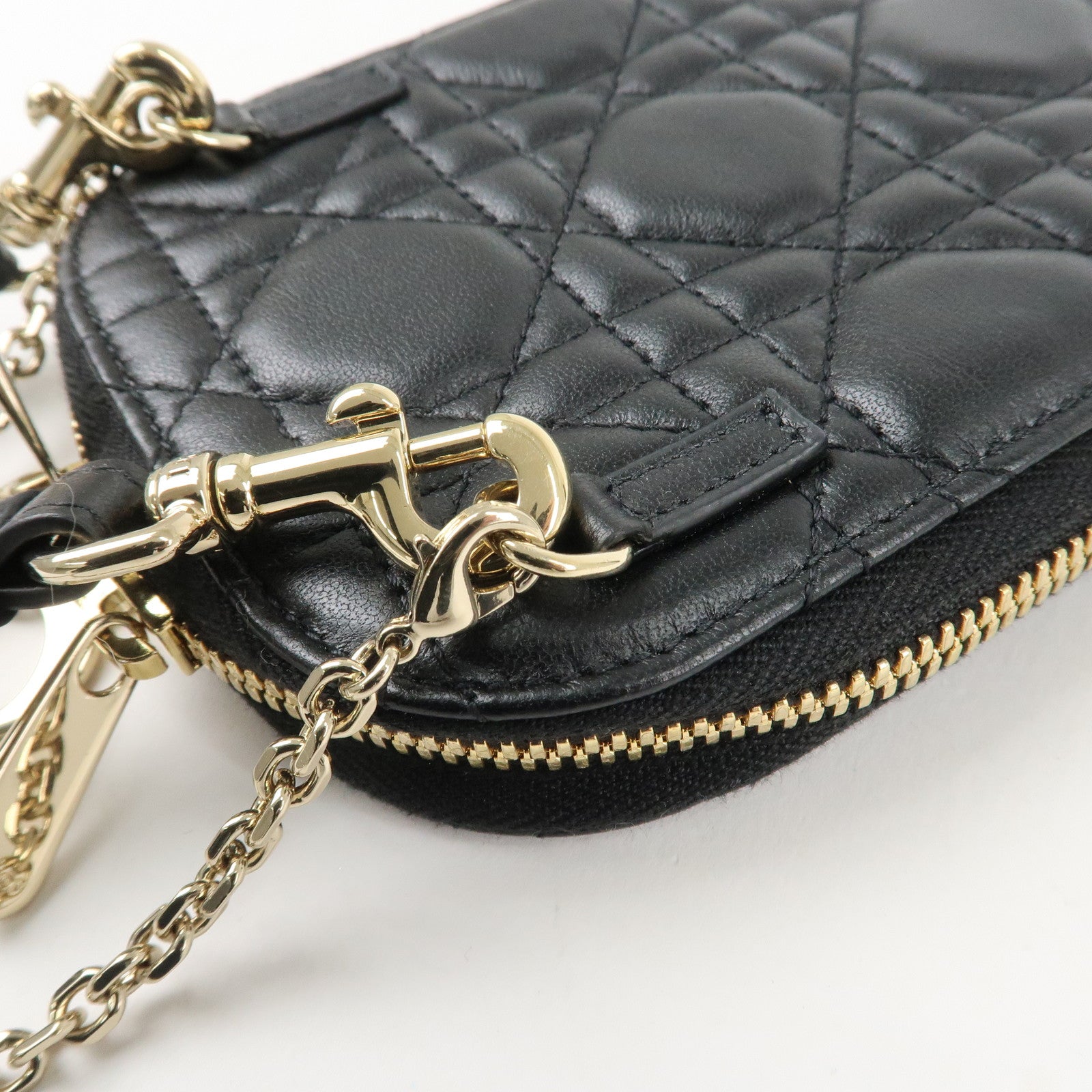 Christian Dior Lady Dior Call'in Dior Canage Lamb Skin Phone Holder Used
