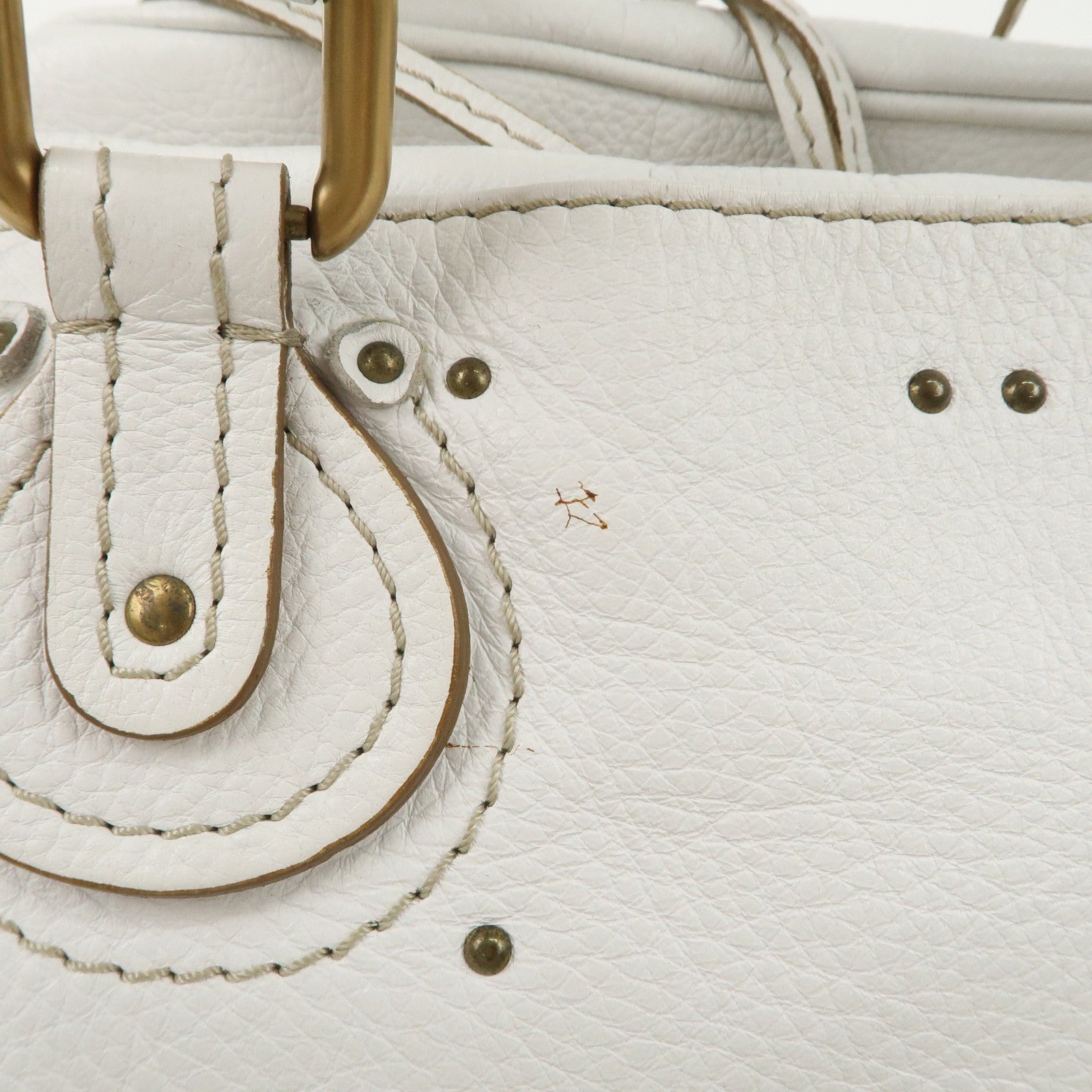 Chloe Padington Leather Hand Bag Shoulder Bag White Used