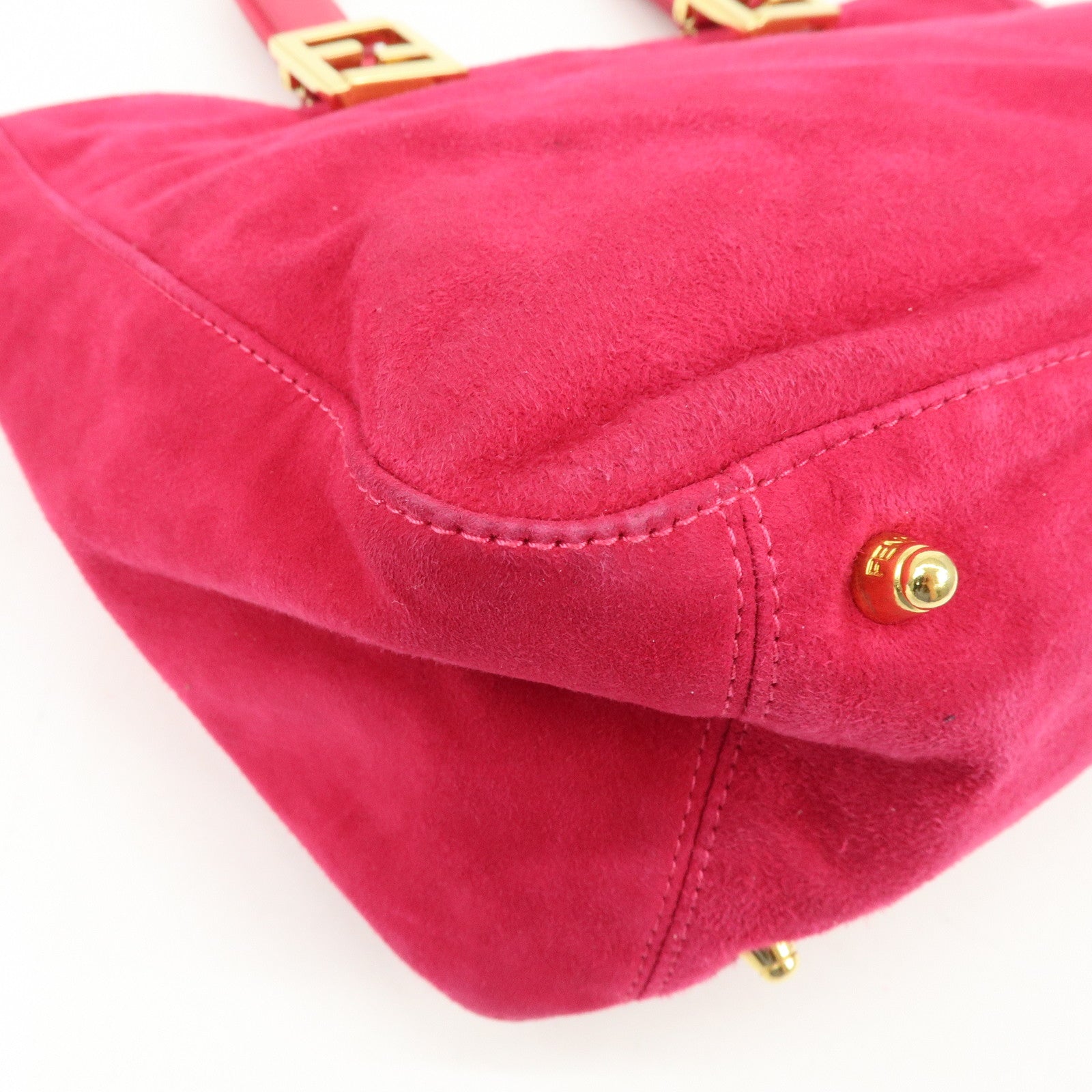 FENDI Logo Suede Leather Hand Bag Tote Bag Pink 2308・26693・609