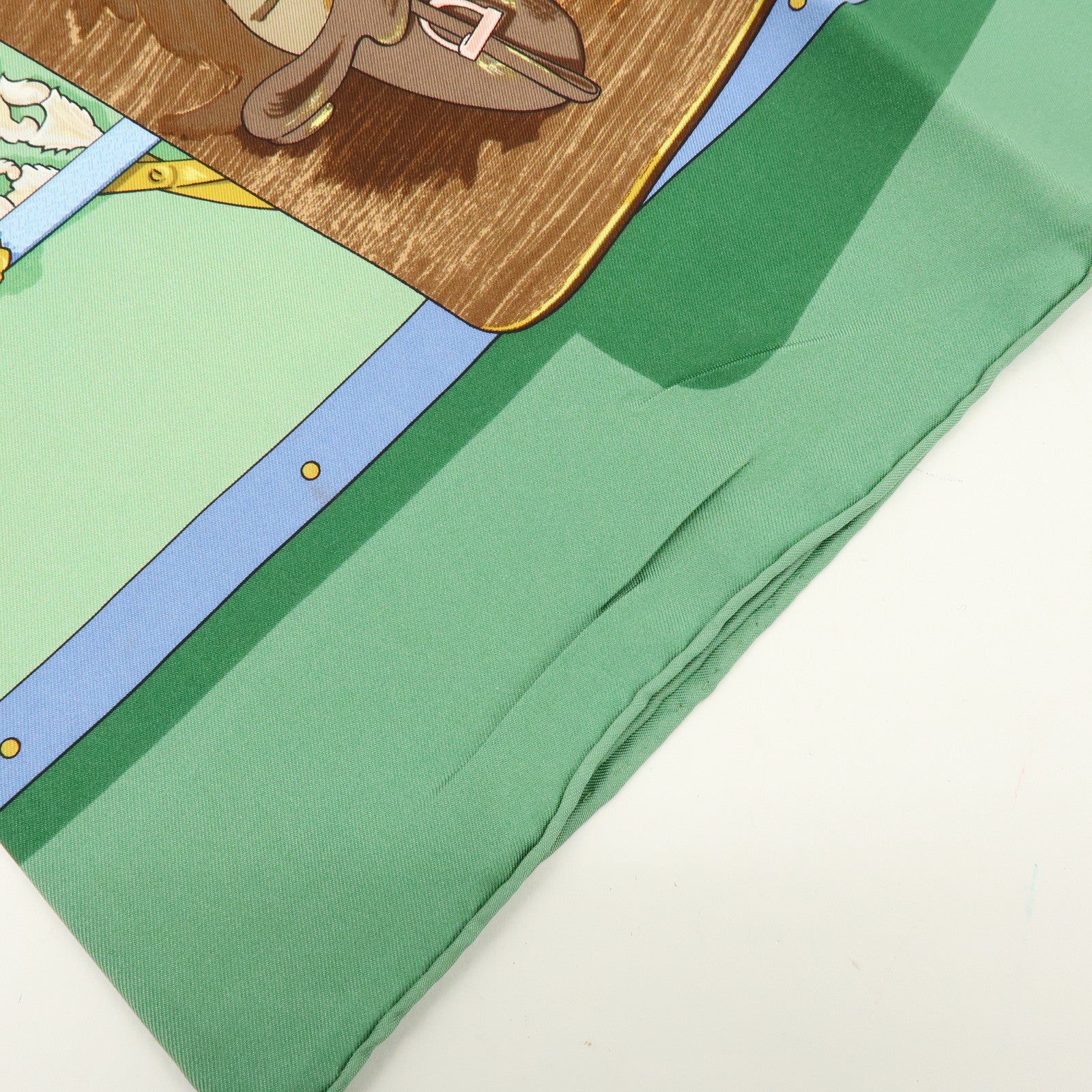 HERMES Carre 90 Silk 100% Memoire d'Hermes Scarf Green Brown Gold