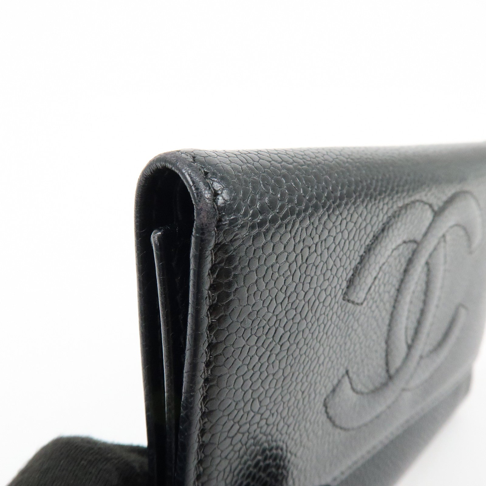 CHANEL COCO Mark Caviarskin Compact Flap Wallet Black