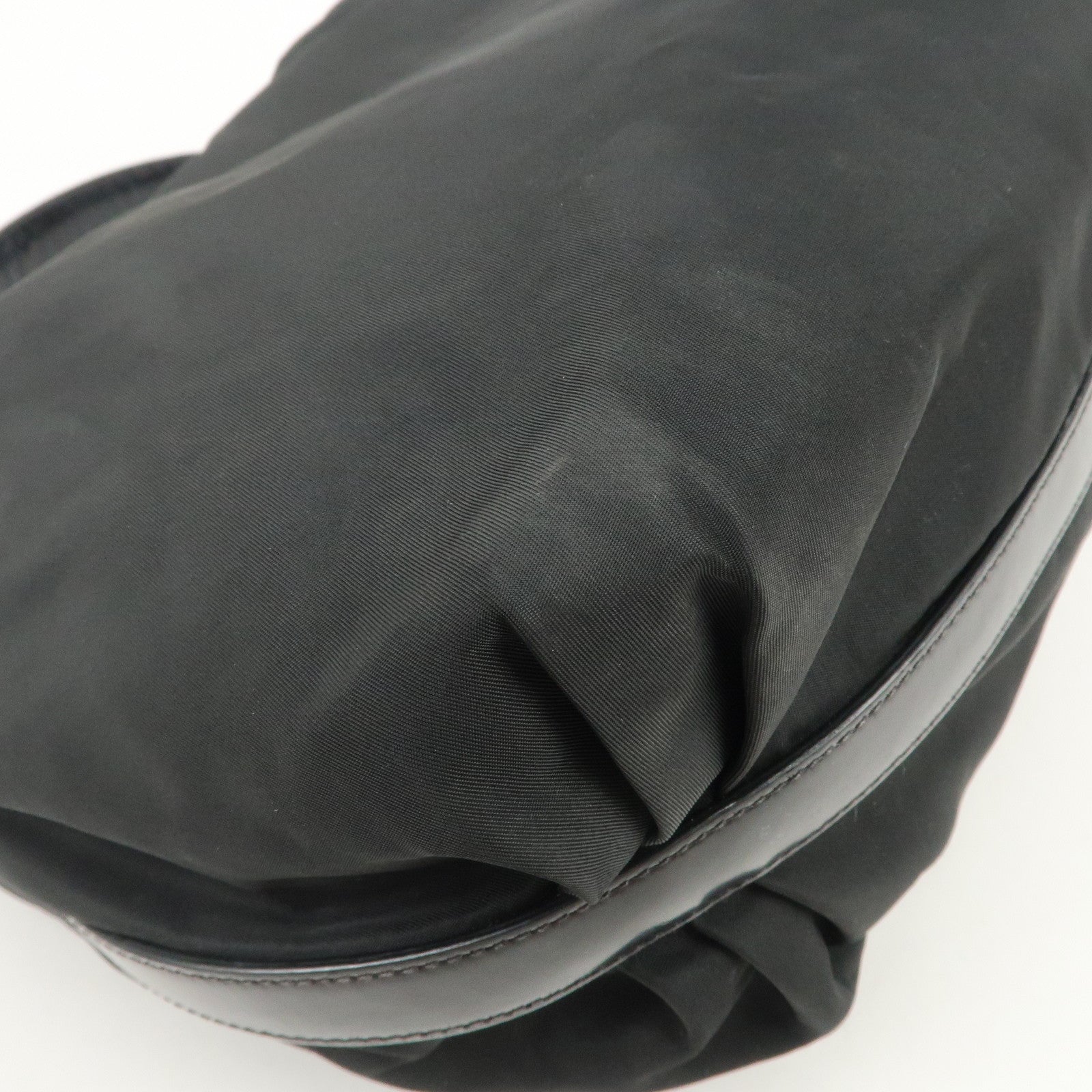 PRADA Logo Nylon Leather Shoulder Bag Hand Bag Black BR3287