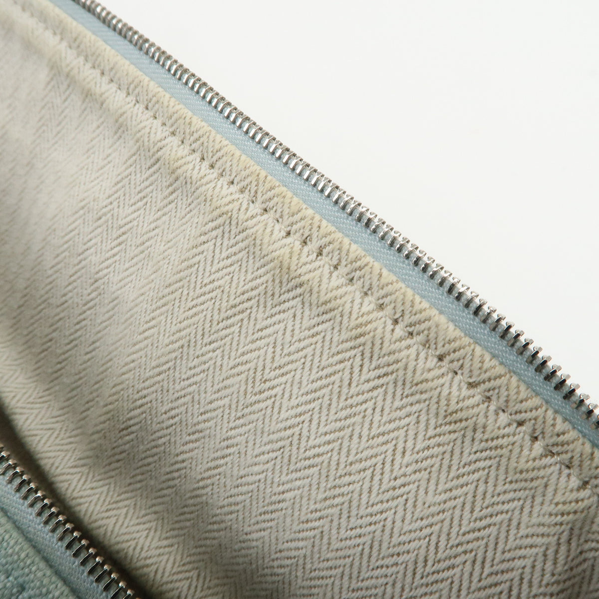 HERMES Bride A Brac GM Canvas Leather Hand Bag Pouch Light Blue