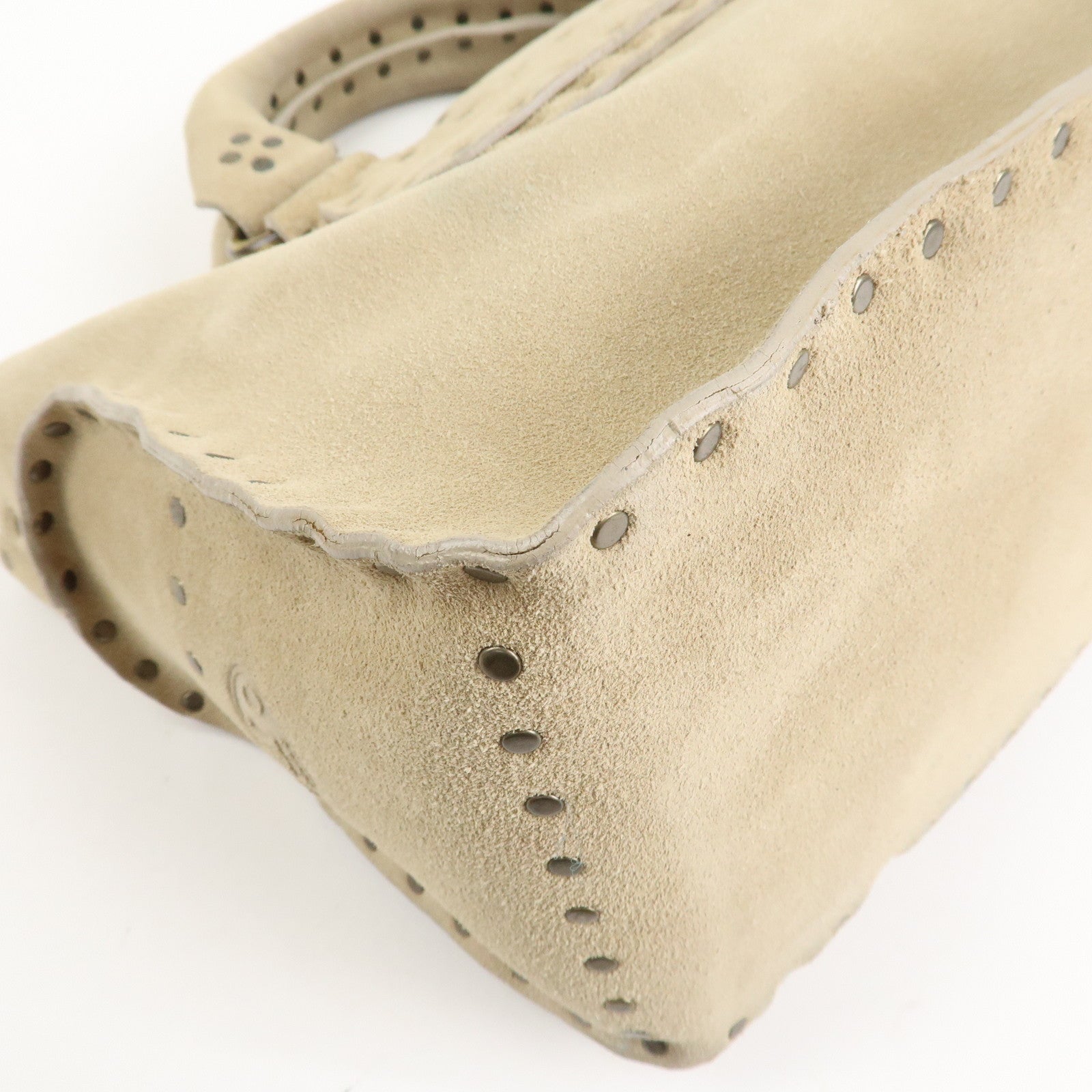 CELINE Suede Boogie Bag Hand Bag Tote Bag Ivory CE00/38 Used