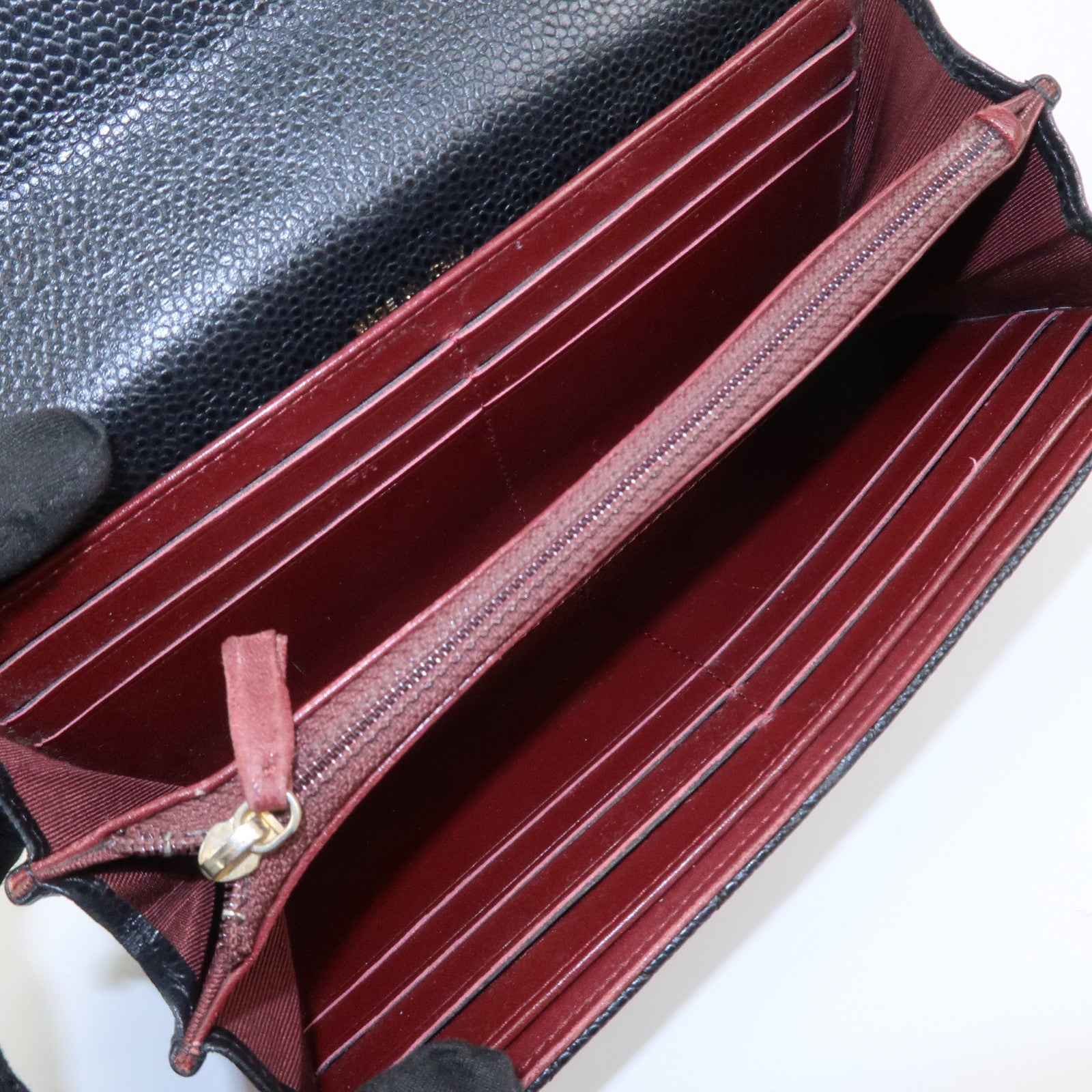 CHANEL COCO Mark Matelasse Caviarskin Long Flap Wallet Black A50096