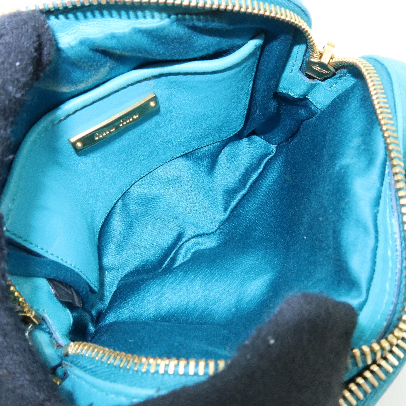 MIU MIU Matelasse Leather 2Way Bag Hand Shoulder Bag Blue RT0543