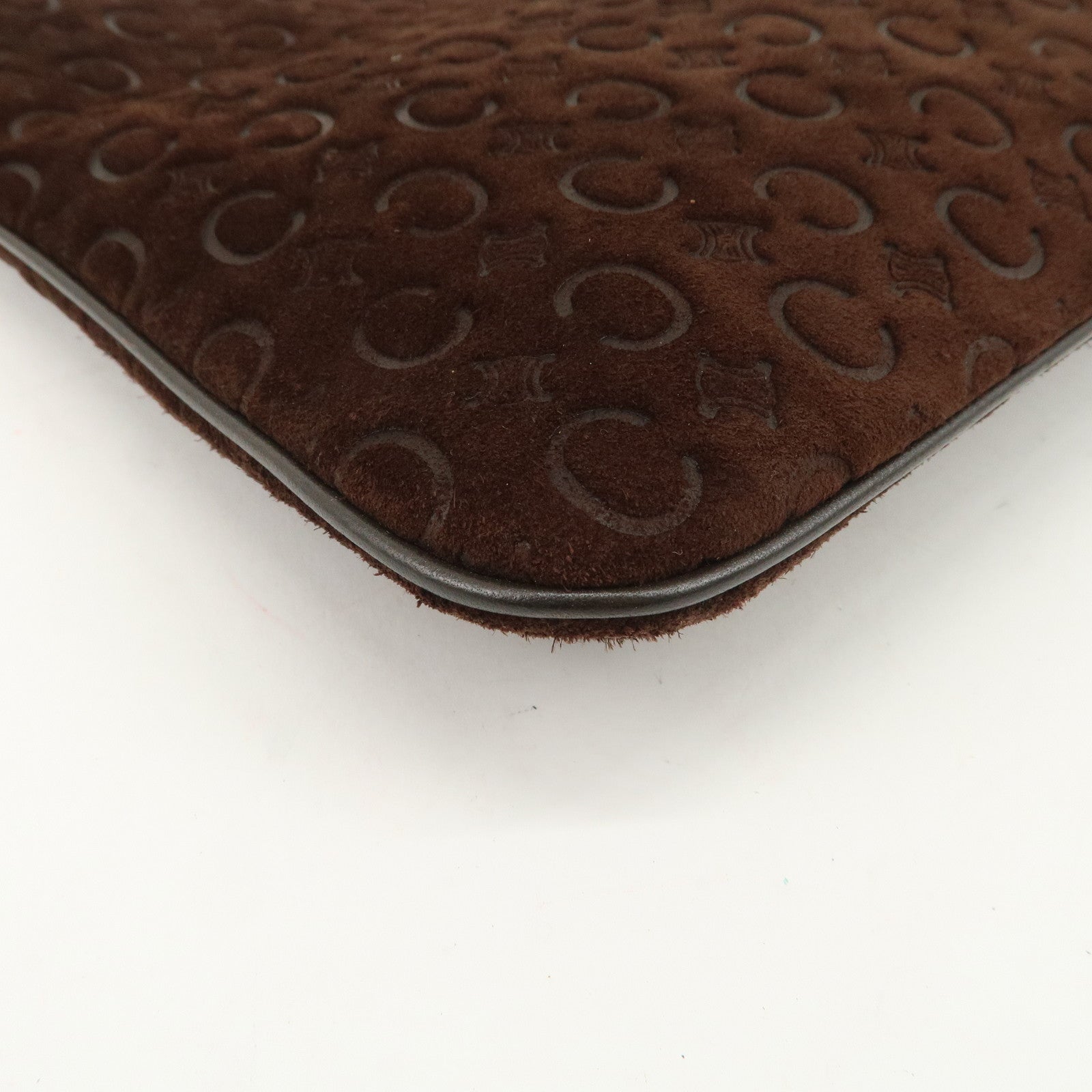 CELINE C Macadam Suede Leather Shoulder Bag Brown